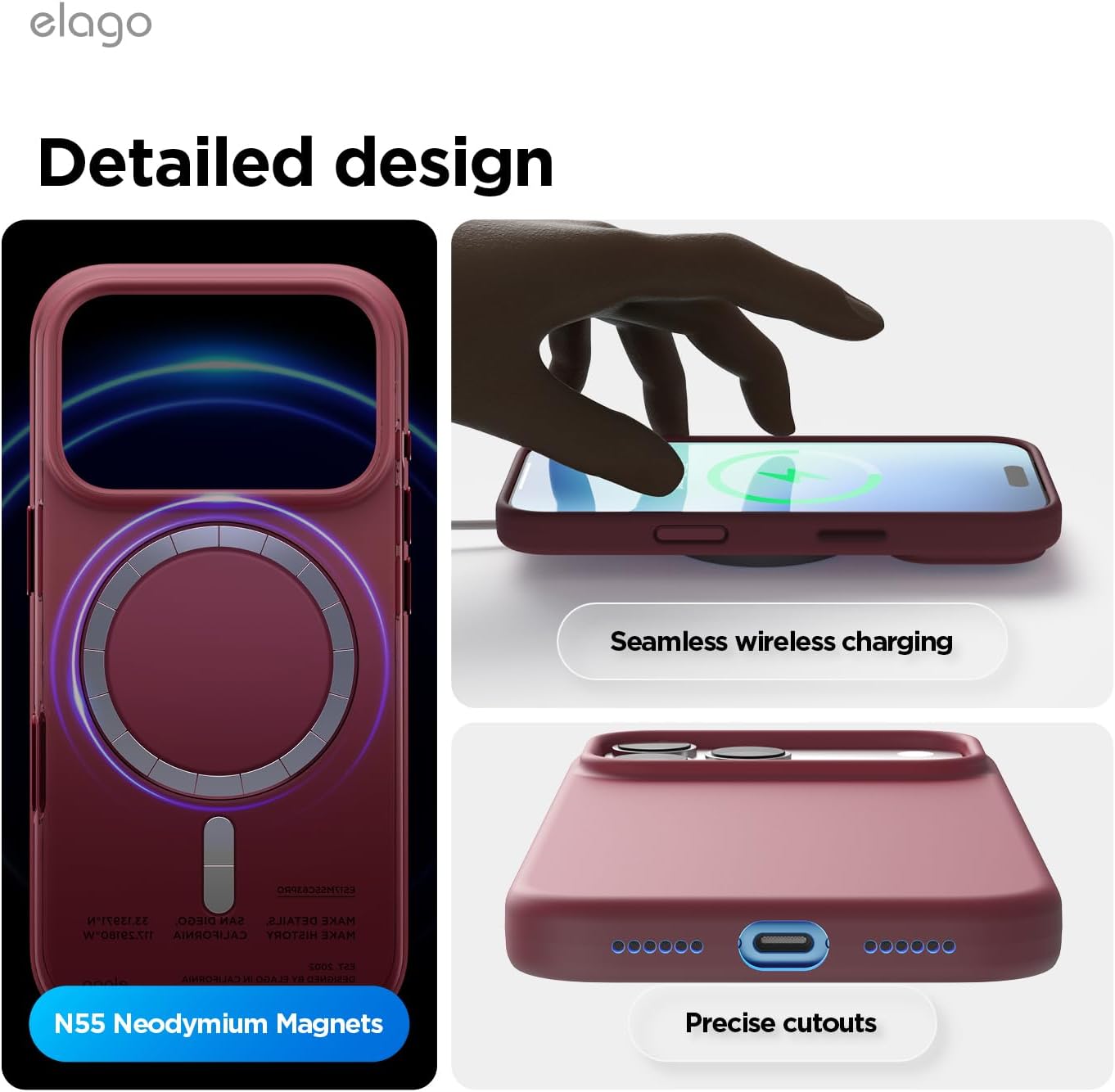 Thumbnail 6 de elago ES17MSSC69PRO-BGD Magnetic Silicone Case for iPhone 17/18 Pro Max, MagSafe, Burgundy