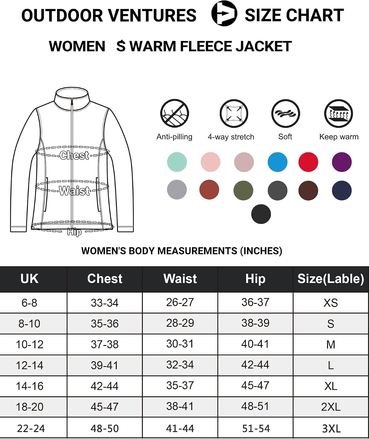 Thumbnail 5 de Outdoor Ventures Womens Fleece Jacket 4 pockets