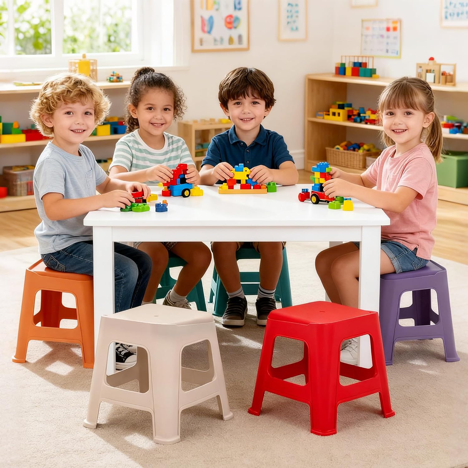Detalle 2 de Pipleo Stackable Classroom Stools, 12.9-Inch Height