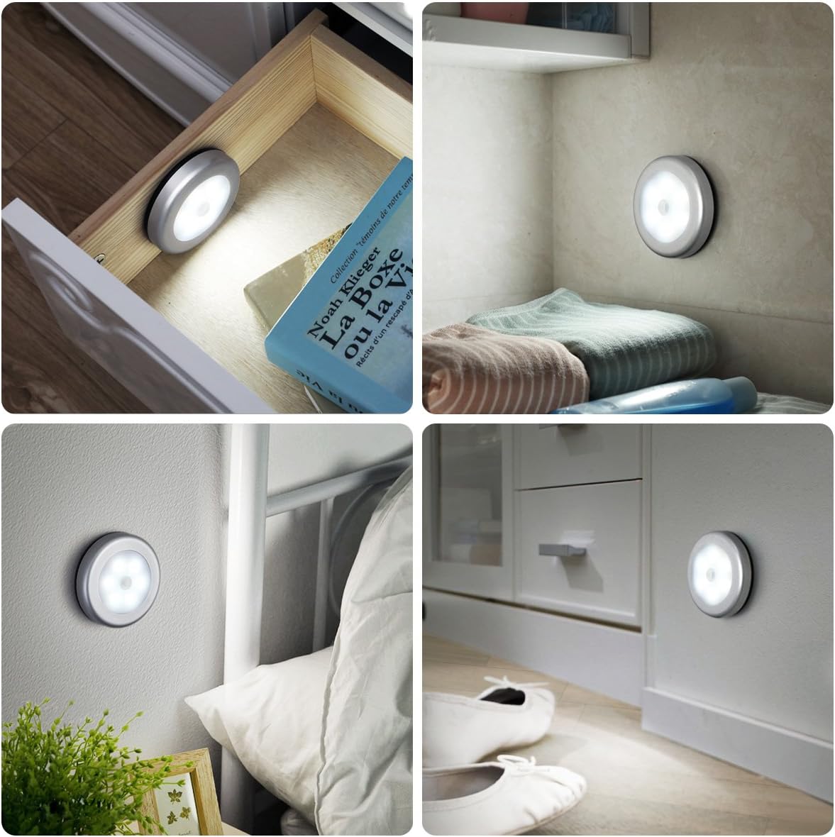 Thumbnail 6 de AMIR Nachtlicht mit Bewegungsmelder – 3er Set Silber, batteriebetrieben, Auto ON/OFF