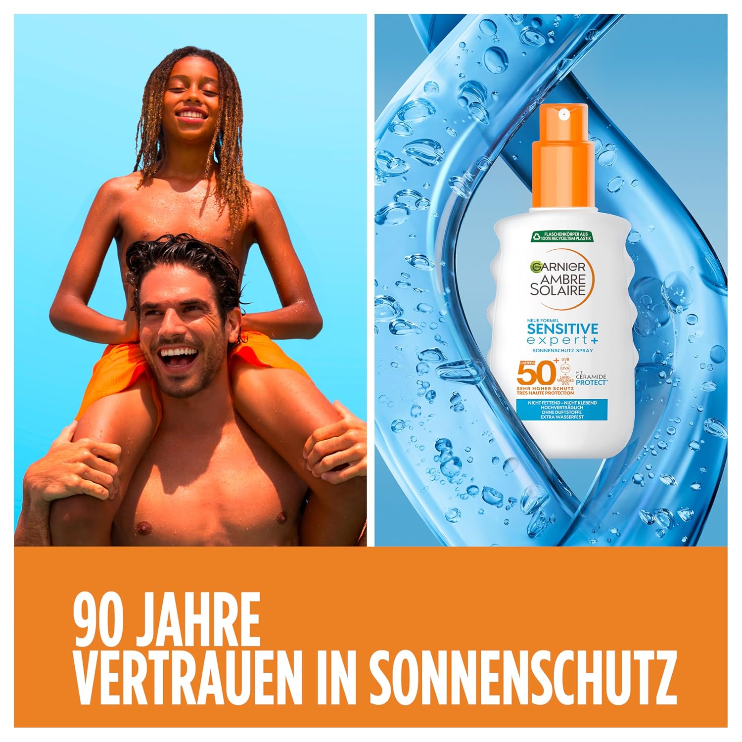 Detalle 2 de Garnier Ambre Solaire Sensitive Expert+ Sonnenschutz-Spray LSF 50+ – wasserfest, 150 ml