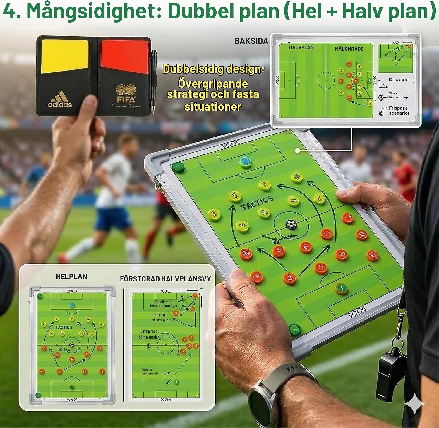Thumbnail 3 de CREADY dubbelsidig taktiktavla för fotboll med magnetiska tillbehör