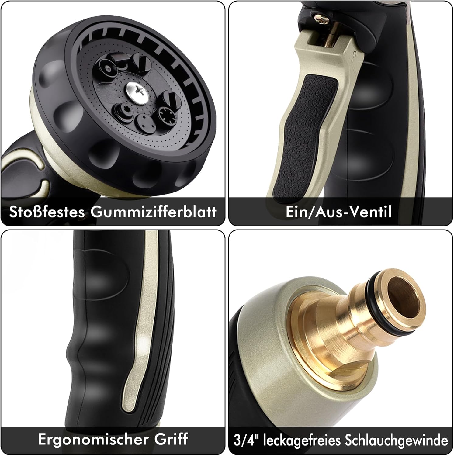 Thumbnail 6 de RESTMO Gartenbrause Metall – robuste Hochdruck-Gartenschlauchdüse mit Self-Lock, 9 Sprühmuster