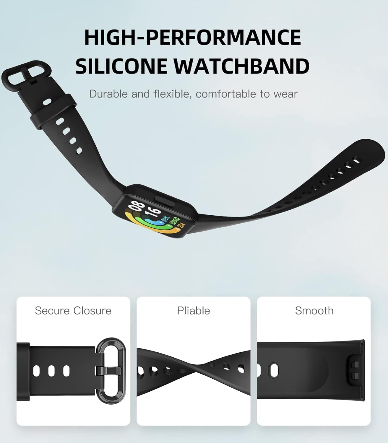 Detalle de MoKo replacement sport strap for Redmi Watch 2 Lite / POCO Watch (black)