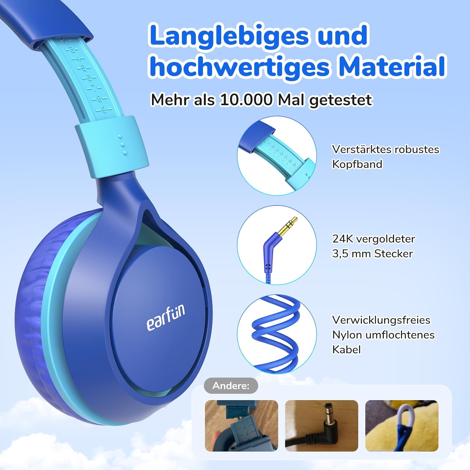 Detalle 2 de EarFun Kinderkopfhörer 85 dB Lautstopp, faltbar
