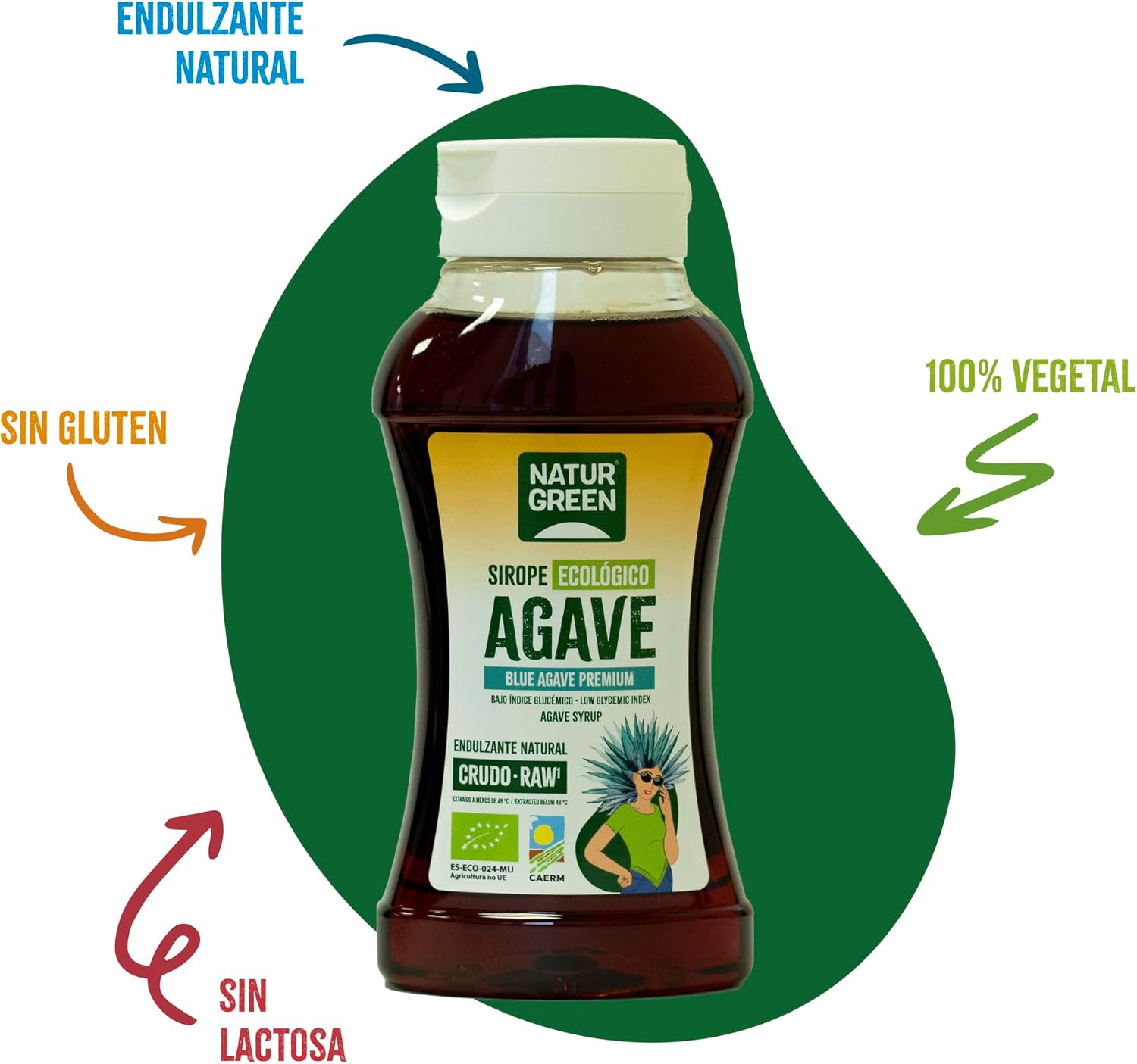 Detalle de NaturGreen - Sirope de Agave Ecológico Bio 🍯 500ml/690g