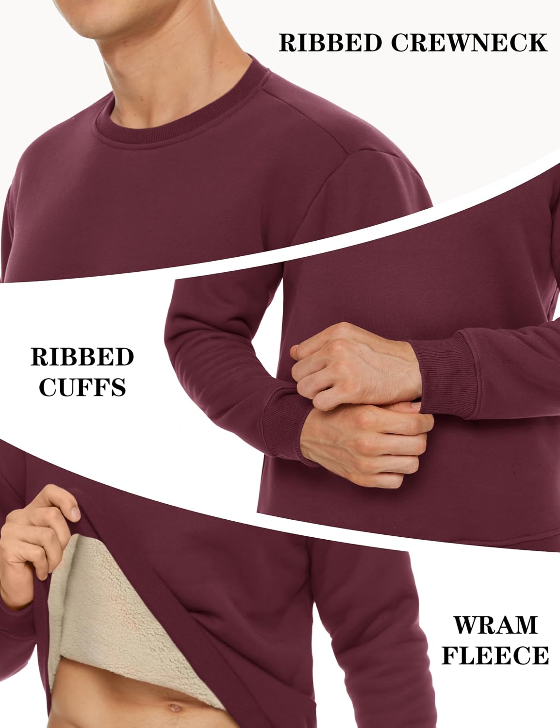 Thumbnail 4 de TACVASEN Men's Sherpa Fleece-Lined Crewneck Sweatshirt, Heavyweight Pullover