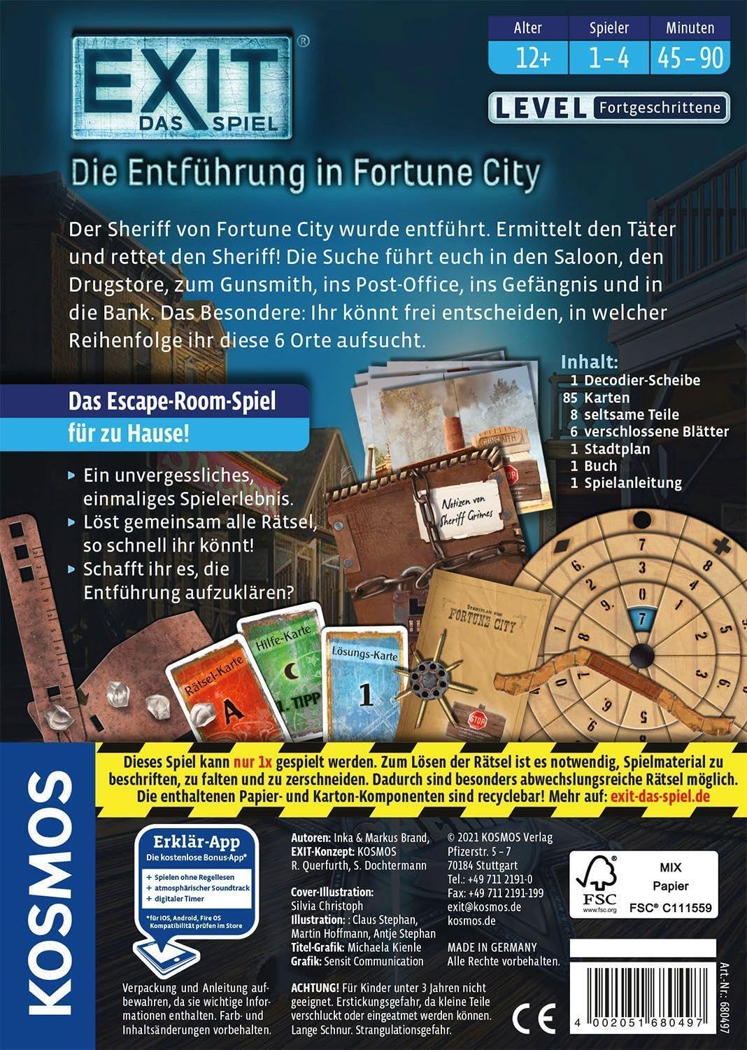 Thumbnail 1 de Kosmos Exit® - Das Spiel: Die Entführung in Fortune City | Escape Room avanzato per casa