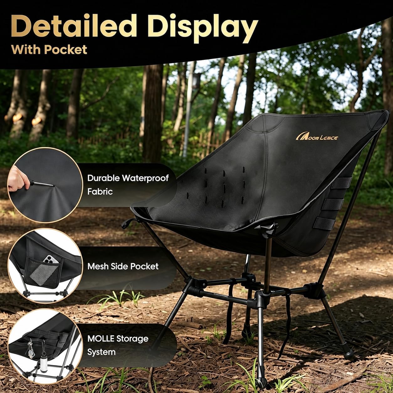 Thumbnail 3 de MOON LENCE SFplus Oversized Portable Camping Chair, 330 lb Capacity