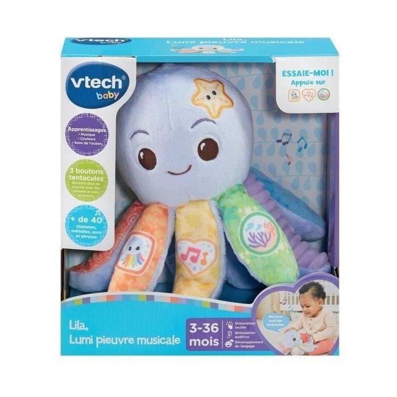 Detalle de Peluche musical interactivo VTech Lila Pulpo: tentáculos texturizados y luz rítmica