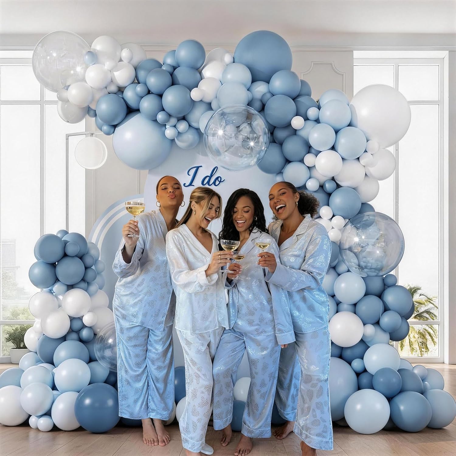 Thumbnail 2 de Dusty Blue Balloon Set – 12-inch Blue & White Latex Balloons for Weddings, Parties, and Baby Showers