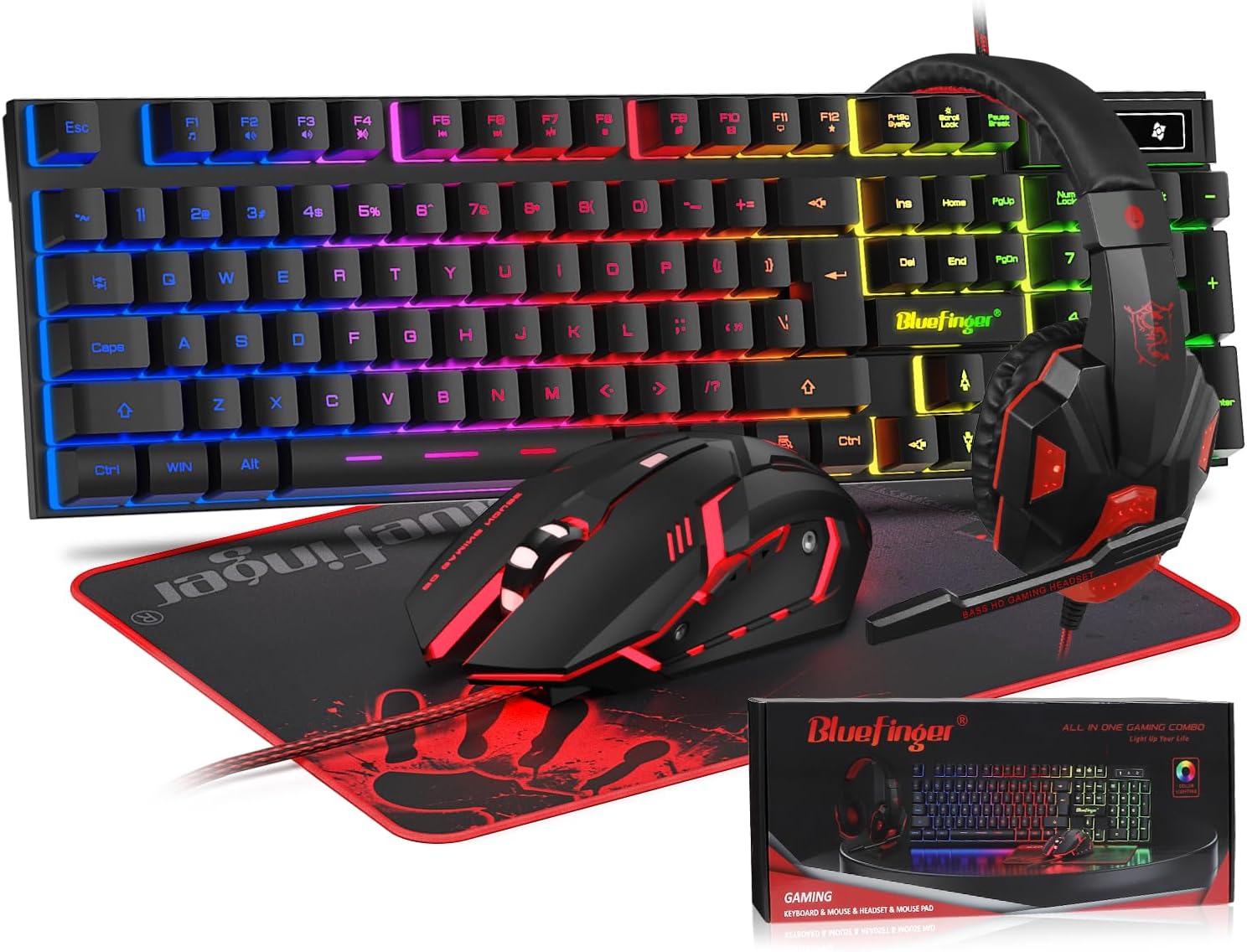 Detalle de BlueFinger Gaming Keyboard Combo, USB Wired
