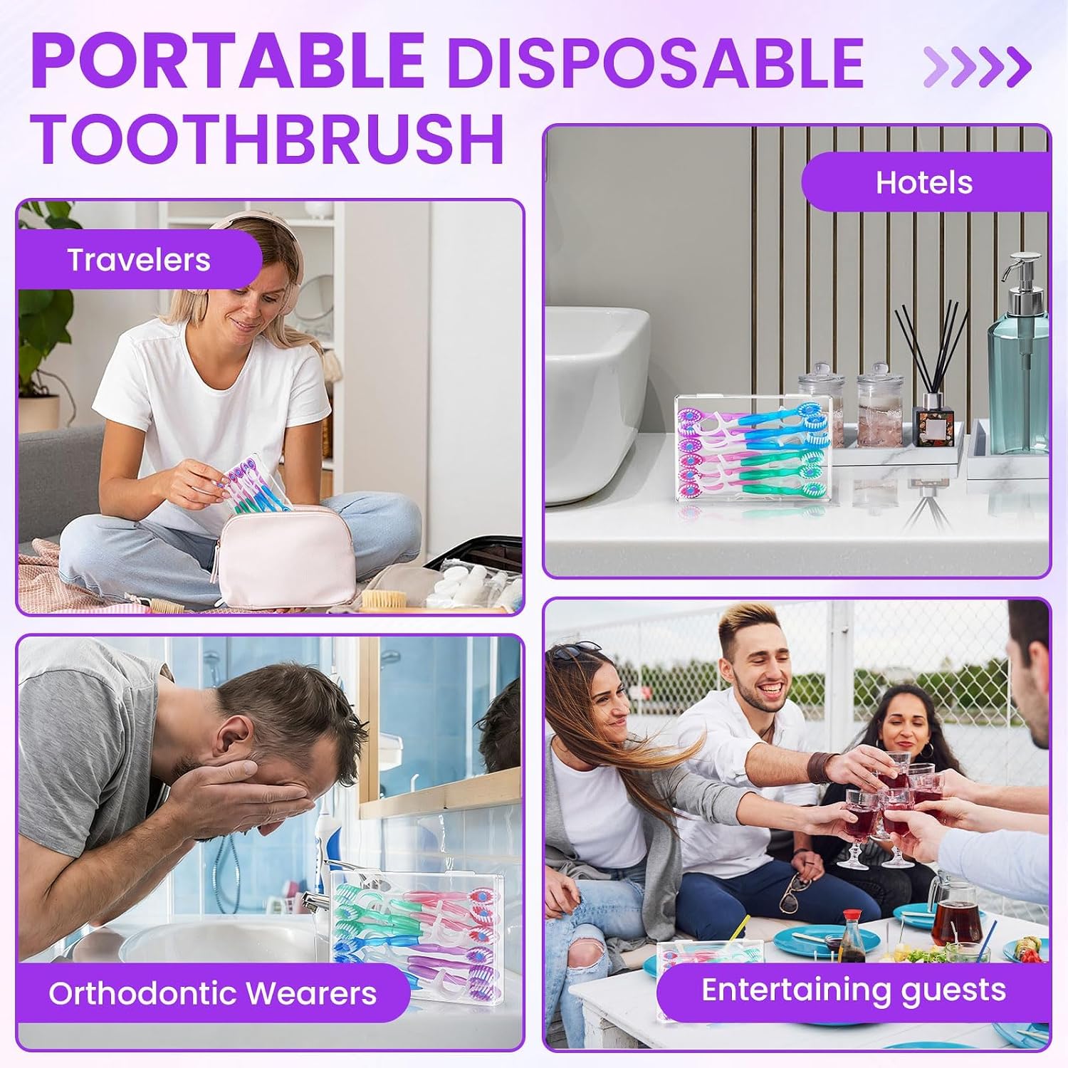 Thumbnail 6 de AstrivixDD 48-Pack 5-in-1 Mini Disposable Toothbrushes for Travel and Hotels