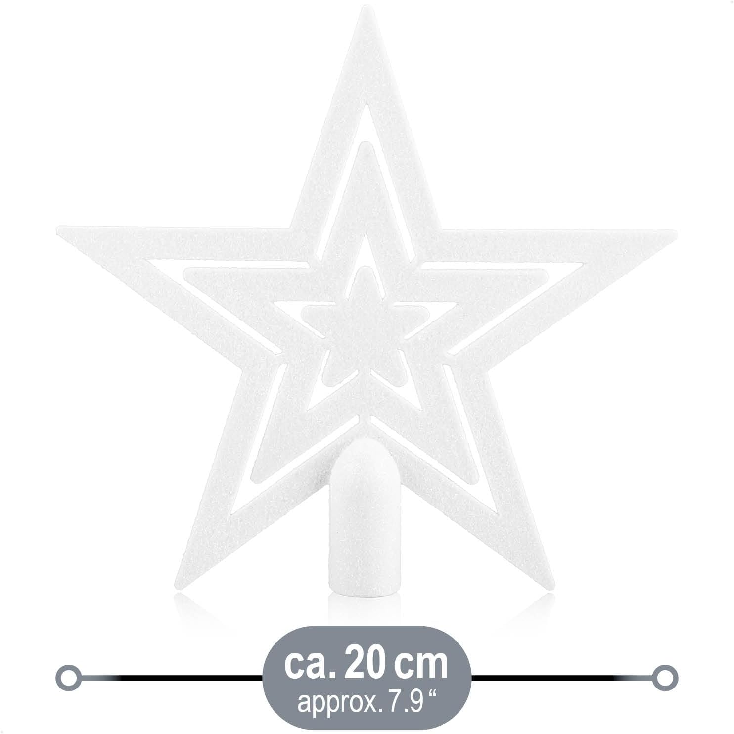Detalle 2 de COM-FOUR® Étoile à Paillettes pour Sapin de Noël – 20 cm, blanc incassable