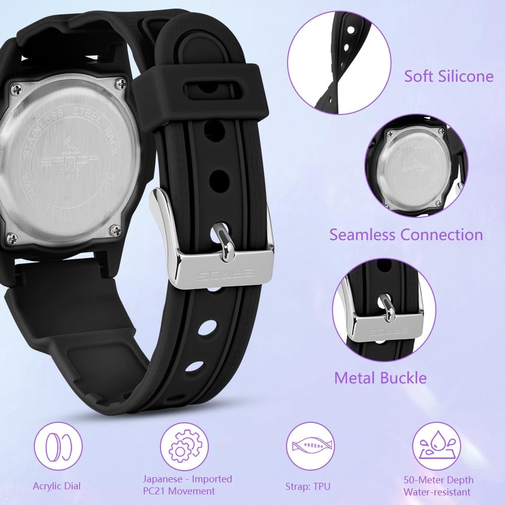 Detalle de OFFCUP Damen Armbanduhr Quarz mit TPU-Armband, 39 mm Zifferblatt, 50 m wasserdicht – ideal für Alltag, Beruf und Sport