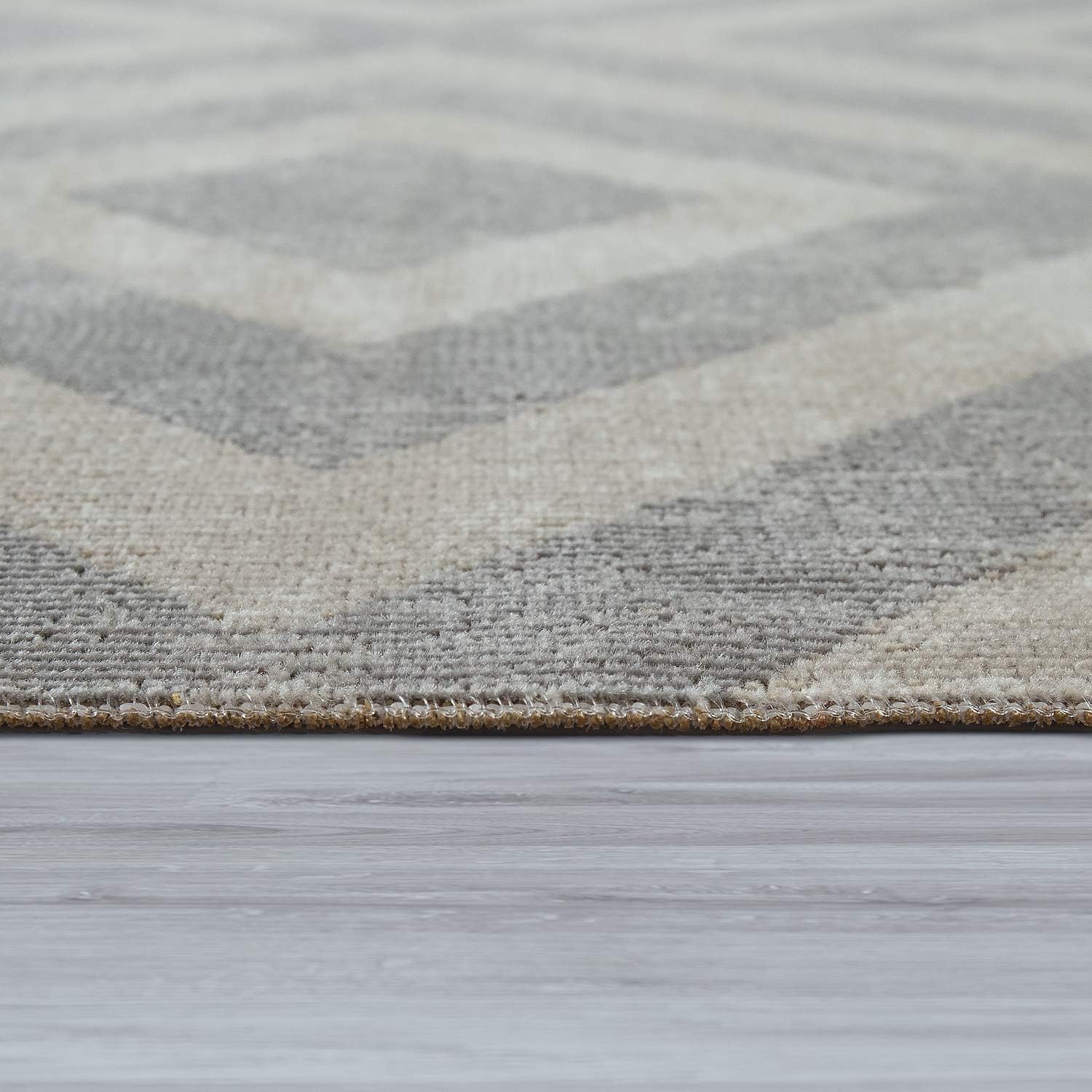 Detalle de Paco Home Moderner Outdoor Teppich Grau-Weiß 60x100 cm – Geometrisches Rauten-Muster, Wetterfest & Pflegeleicht