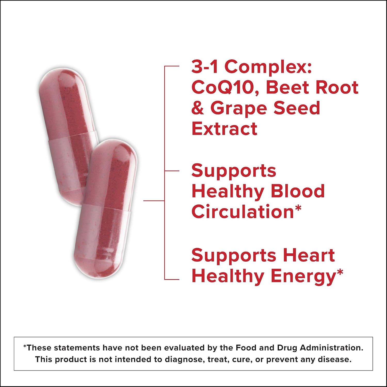 Detalle 2 de Qunol 3-in-1 Beet Root Capsules with CoQ10, 60 Count, 30 Servings