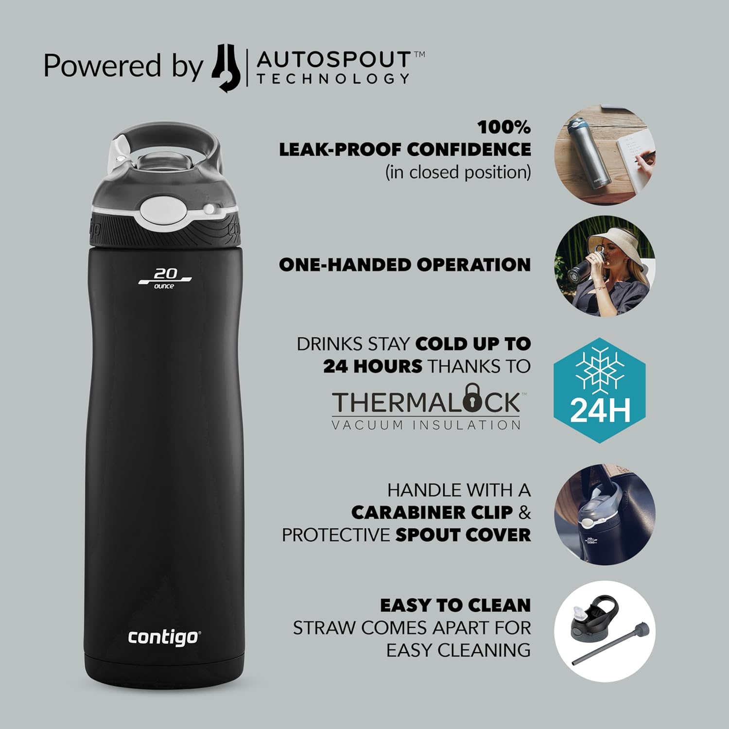 Detalle de Contigo Ashland Chill Insulated Water Bottle 720 ml