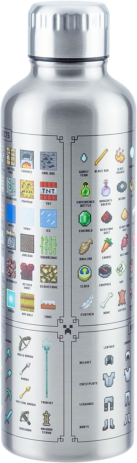 Detalle de Paladone Minecraft Metal Water Bottle metalen drinkfles, 500 ml, dubbelwandig