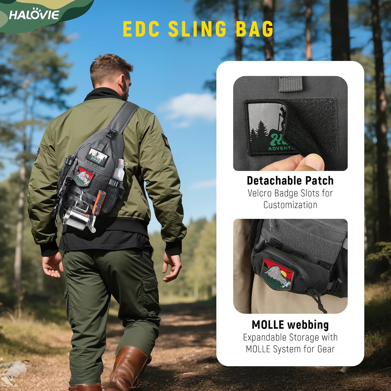 Detalle 2 de HALOVIE Anti Diebstahl Brusttasche 600D