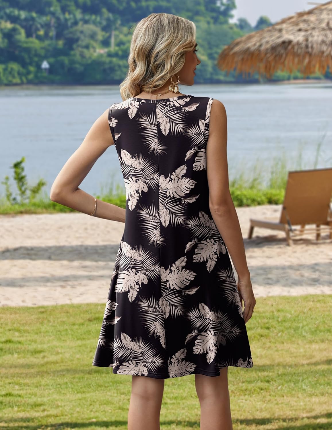 Detalle 2 de Zeagoo 2026 Sleeveless Floral T-Shirt Sundress with Pockets
