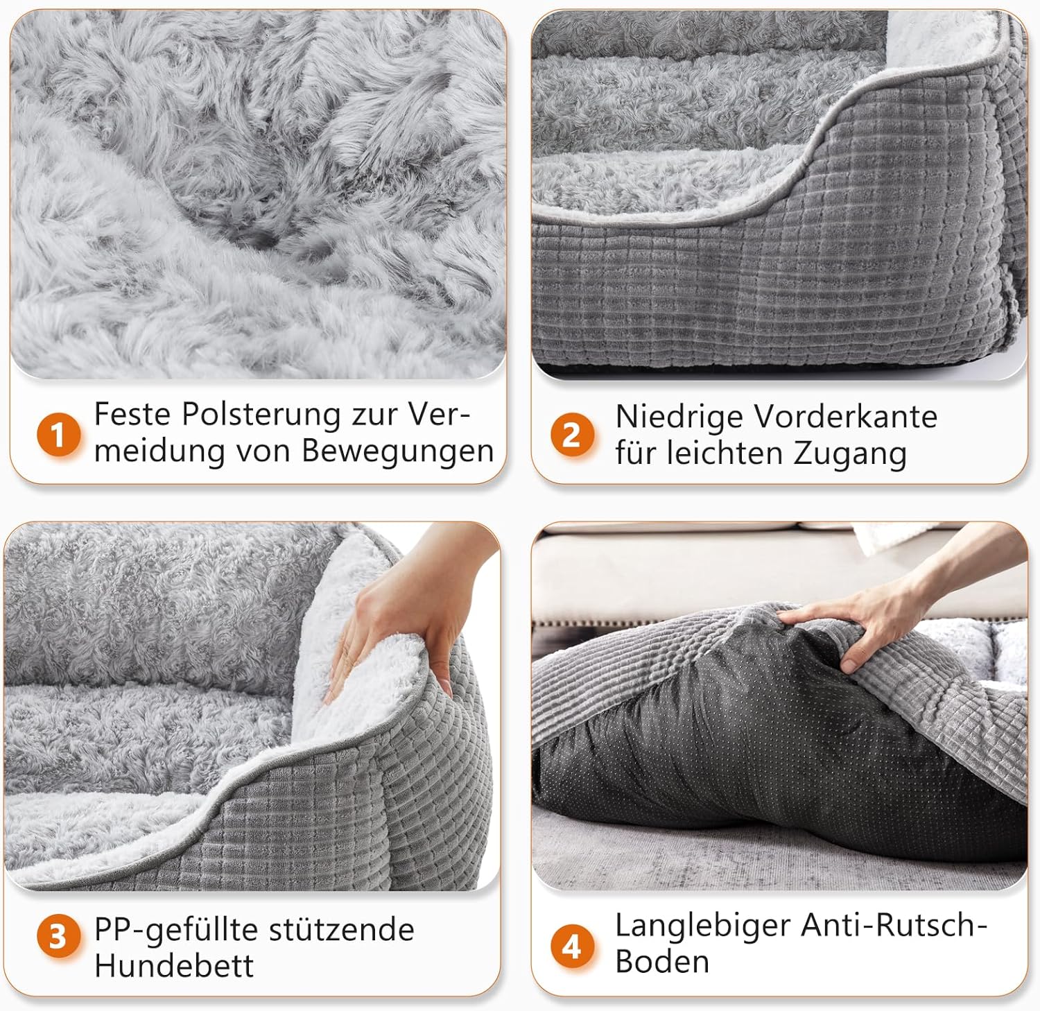 Thumbnail 3 de JOEJOY Panier pour chien grande taille lavable gris XL 89x63x23 cm