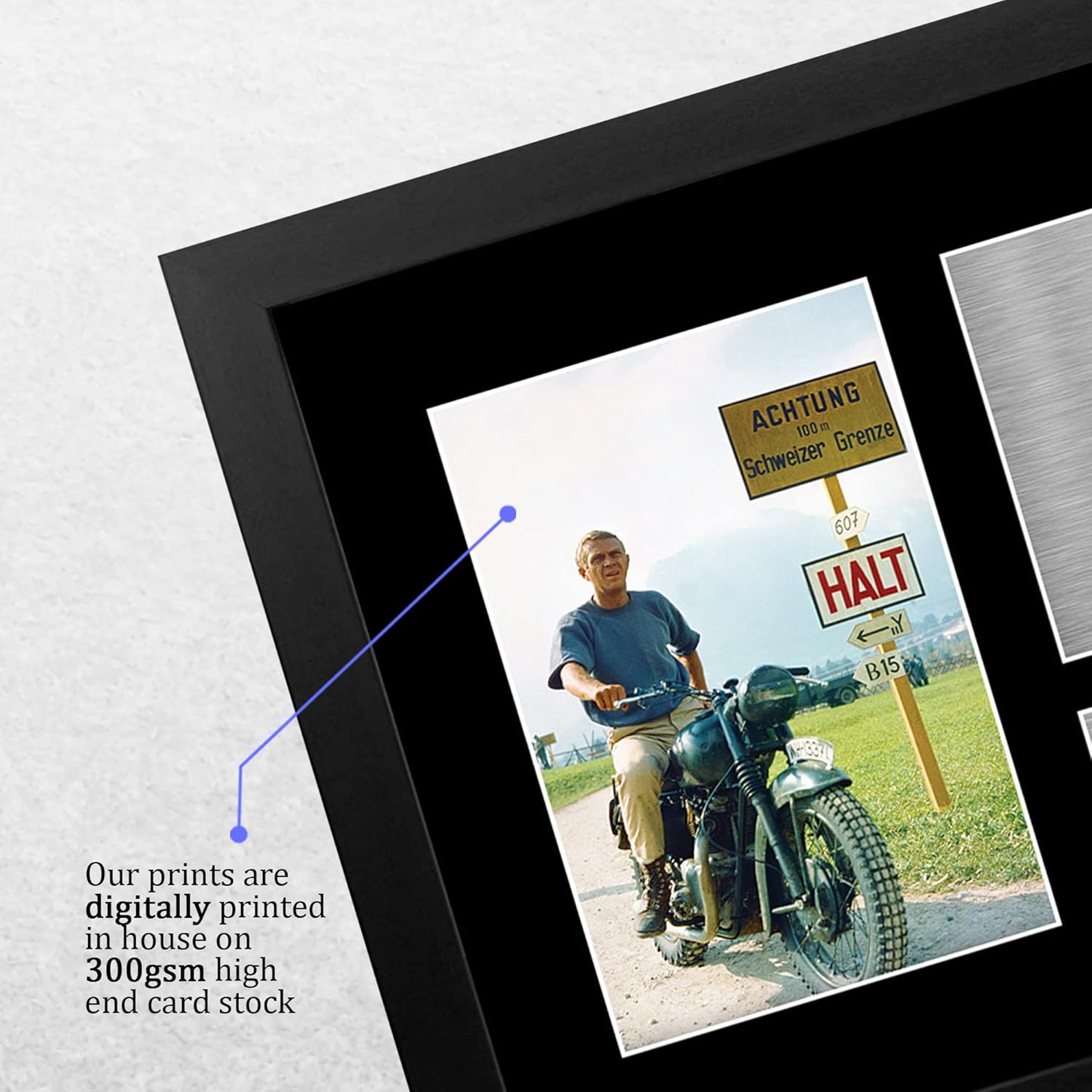 Thumbnail 3 de HWC Trading FR A4 Steve McQueen The Great Escape framed signed-style photo for movie memorabilia fans (A4)