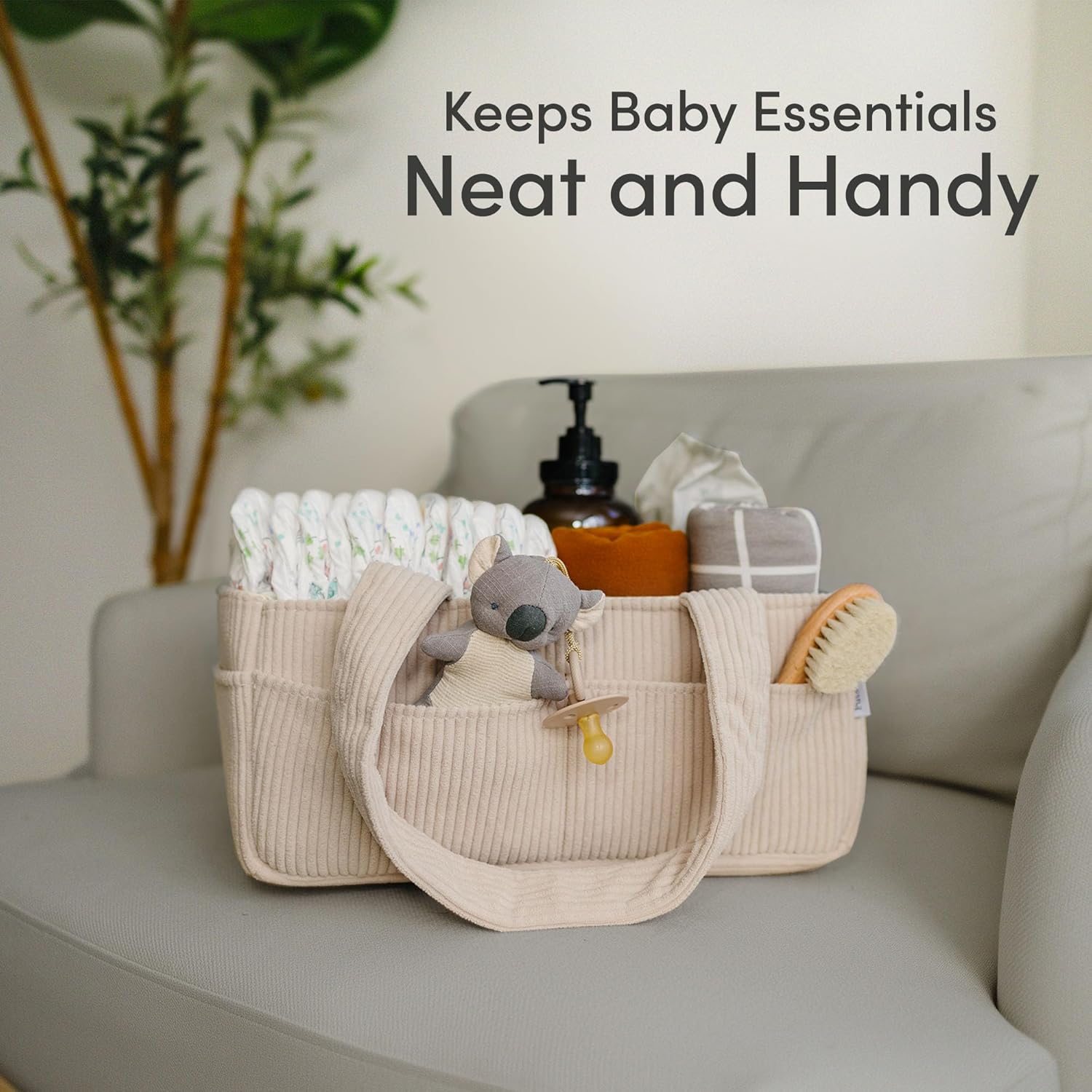 Thumbnail 6 de PUTSKA Baby Nappy Caddy Organiser, Corduroy Cream