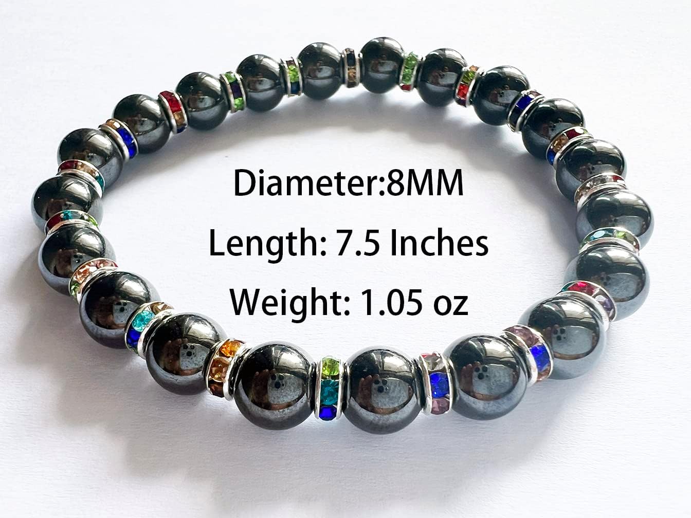 Thumbnail 1 de Apocalyptic-K Magnetic Hematite Bracelet – 6/8/10mm with Zirconia Rhinestones