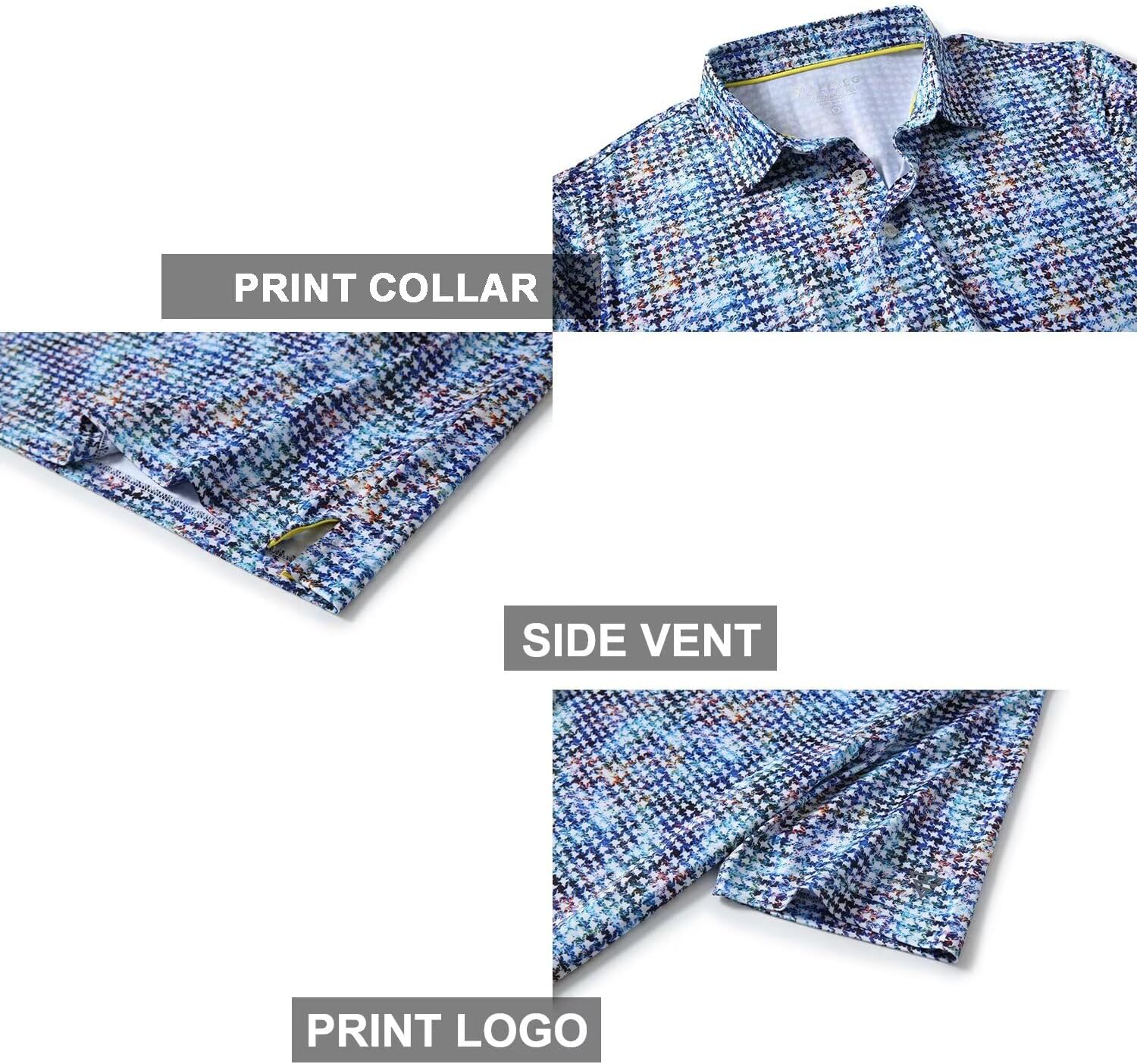 Thumbnail 3 de Golf Shirts for Men Dry Fit Short Sleeve Print Performance Moisture Wicking Polo Shirt
