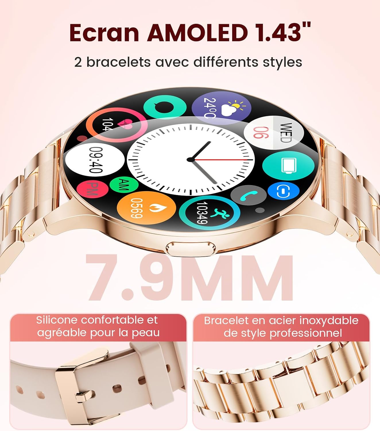 Detalle 2 de LIGE SMART FV21-A smartwatch voor dames met AMOLED-scherm en IP68