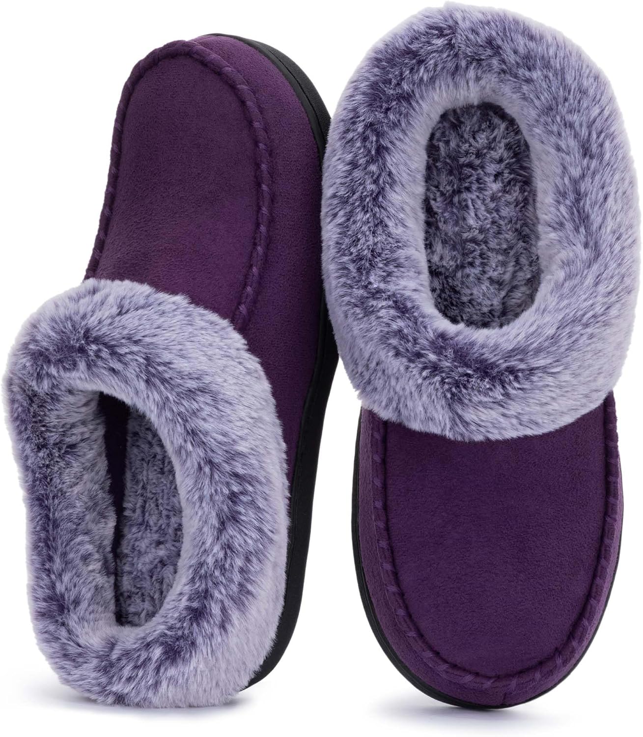 Detalle 2 de ULTRAIDEAS Women's Memory Foam Slippers with Suede, Faux Fur, and Rubber Sole