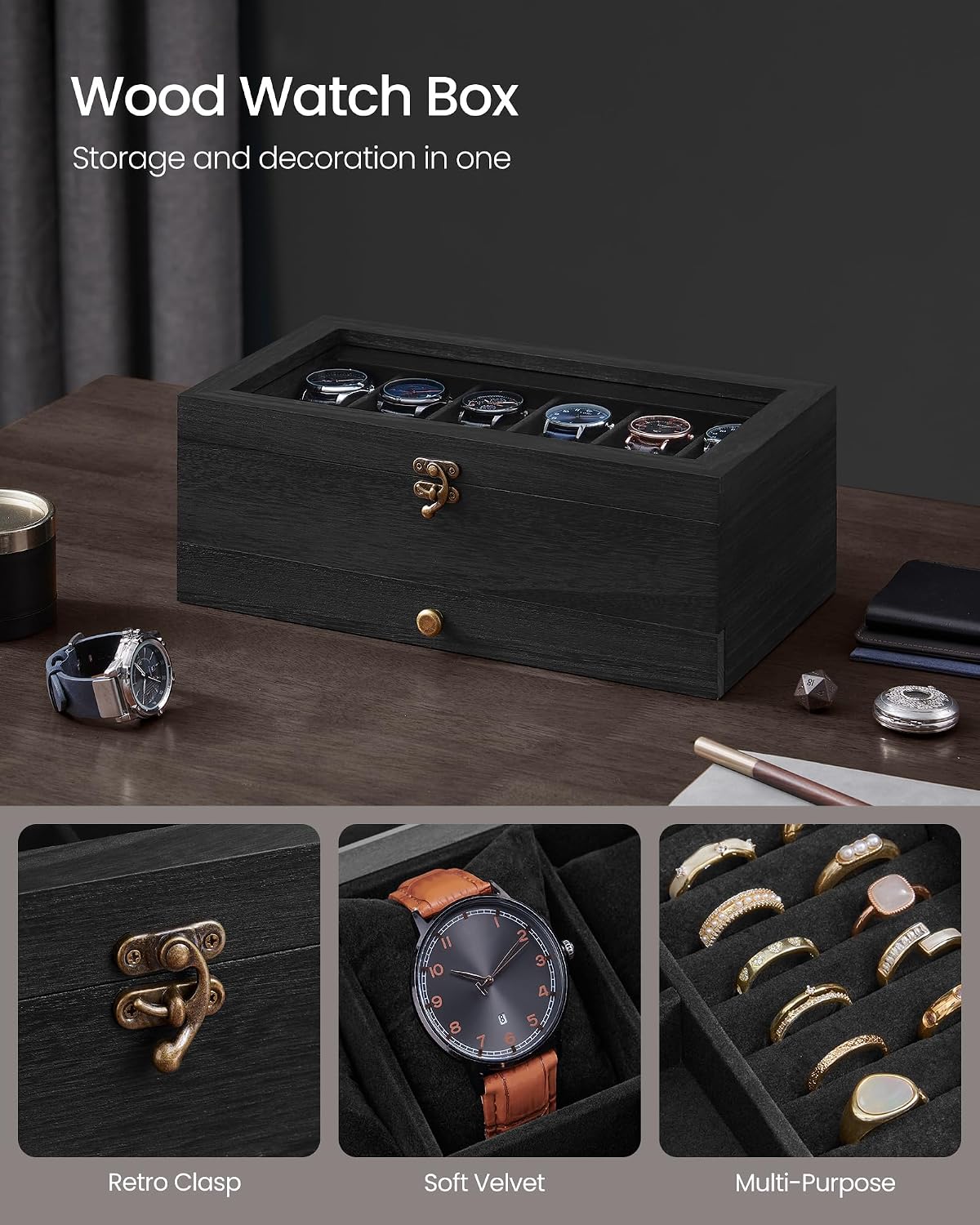 Detalle de Songmics watch box 12 slots JOW012B02