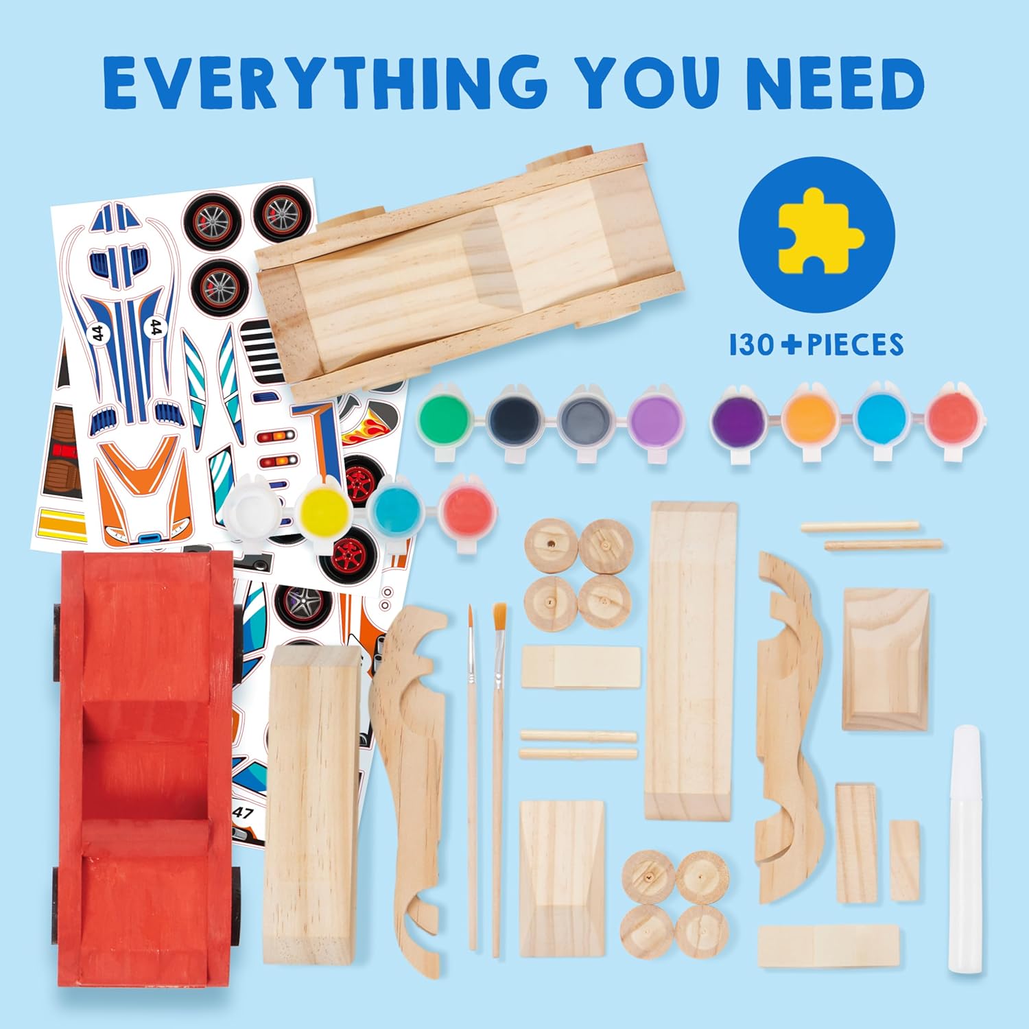 Thumbnail 2 de Klever Kits 4 DIY Wooden Race Cars kit 4-pack