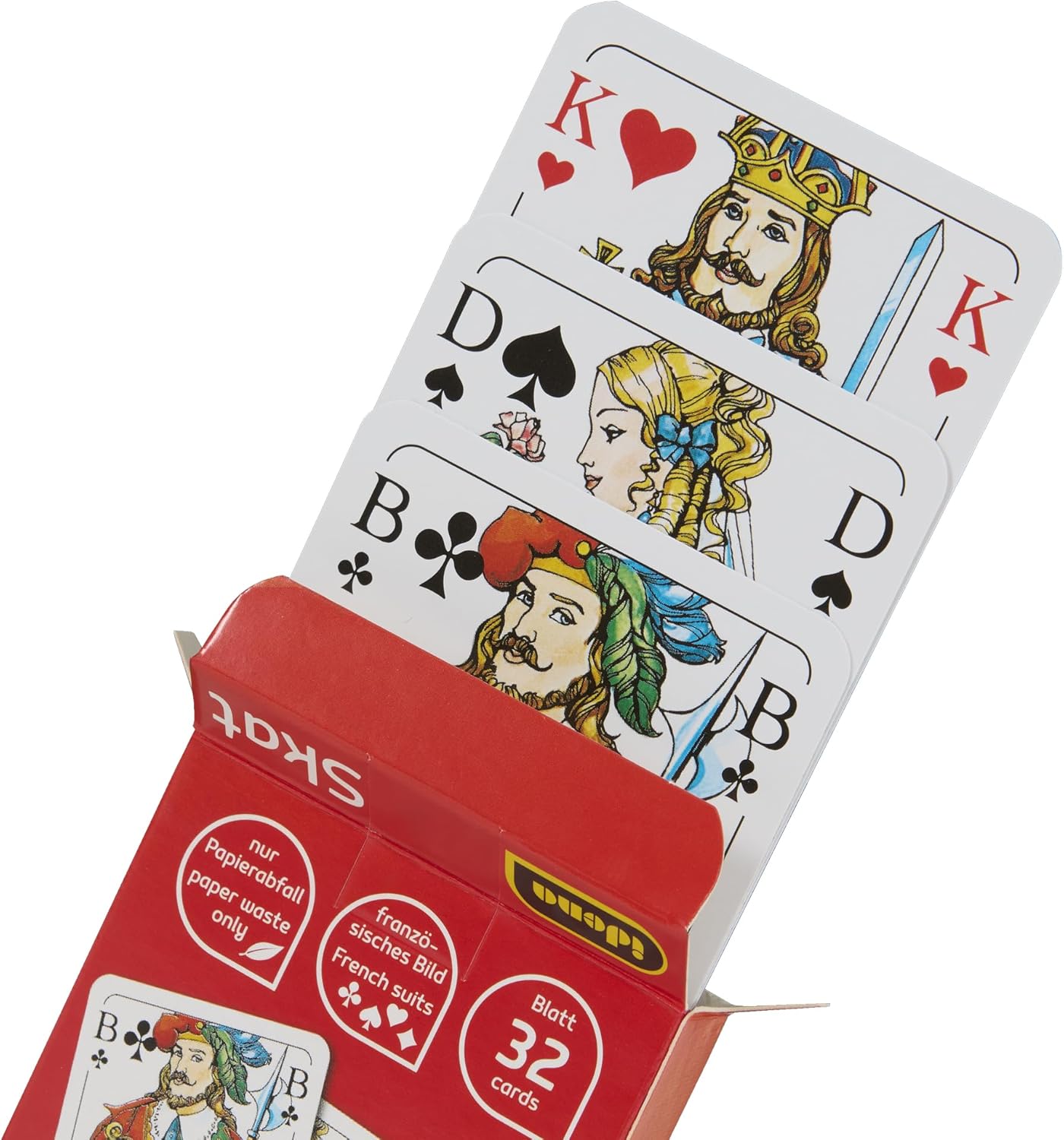Thumbnail 2 de Idena 90270 Skatspiel mit französischem Blatt – 2 Kartendecks, 32 Karten, für 3–4 Spieler