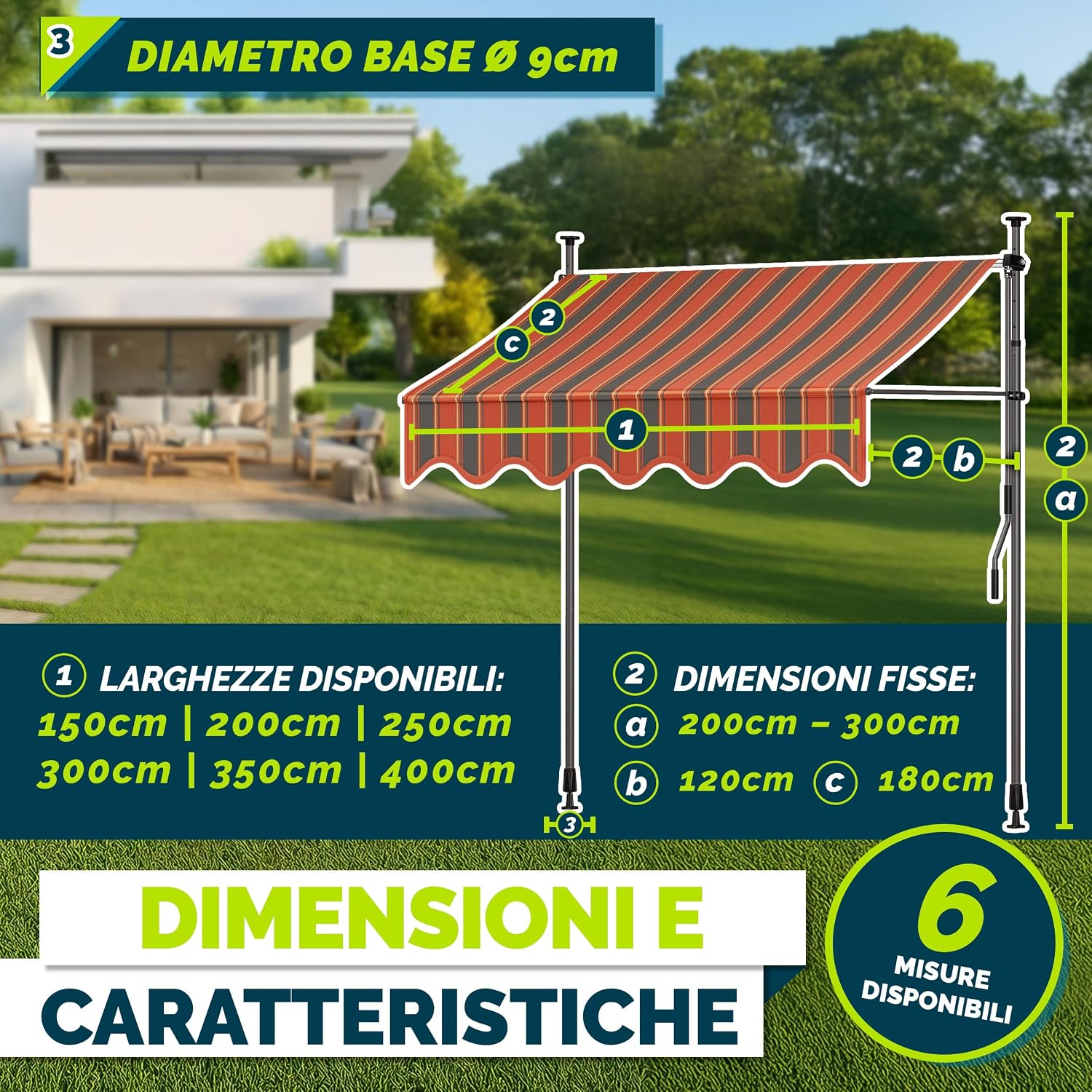 Detalle de Tillvex Tenda da Sole a Bracci con Manovella: protezione solare esterna facile da montare, regolabile e resistente