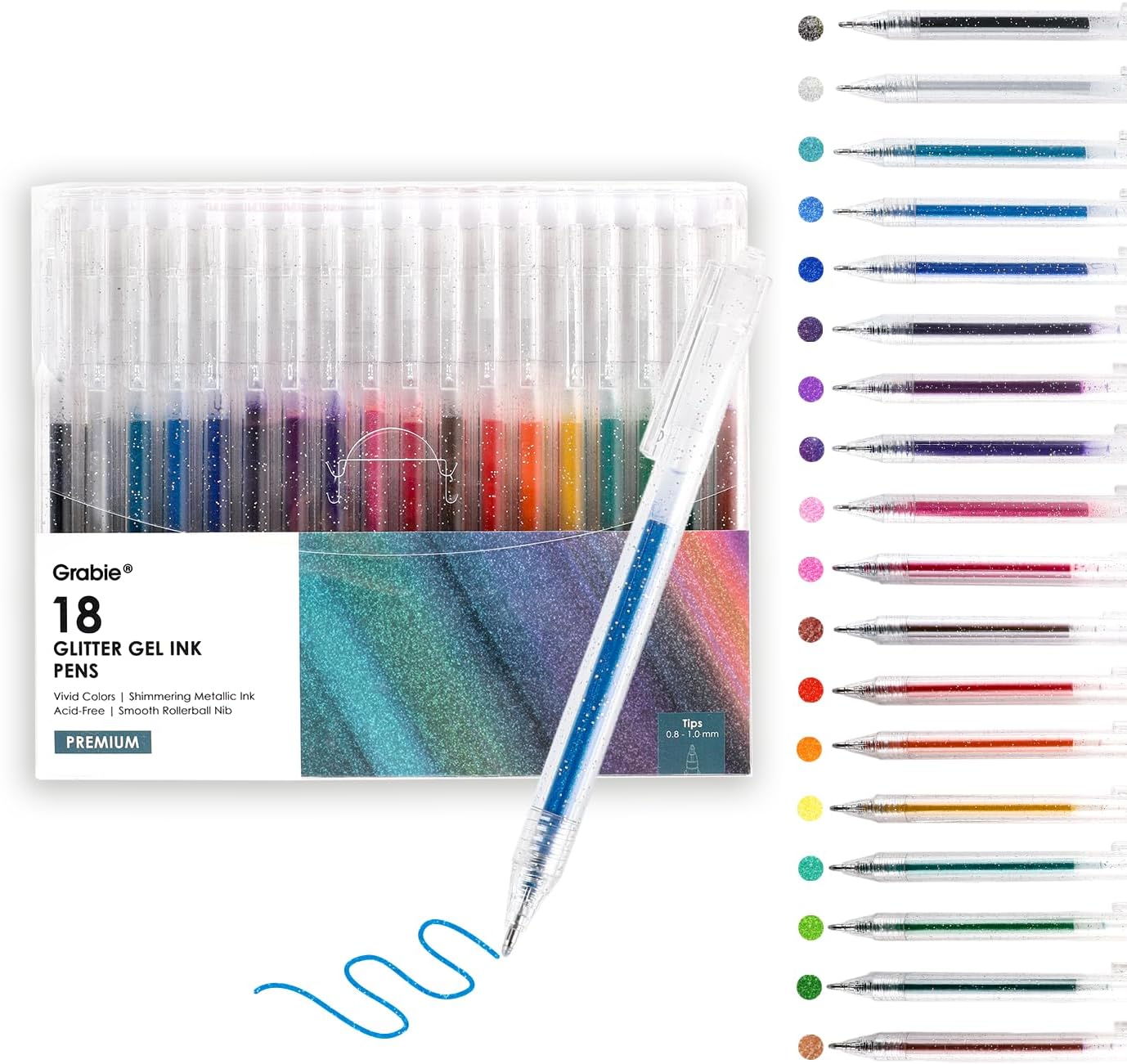 Detalle de Grabie Glitzer Gelstifte 18 Farben