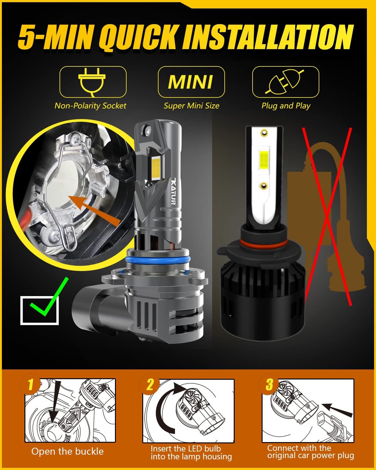 Detalle 1 de KATUR HIR2 Lampadine LED per fari 100W 20000LM 6000K