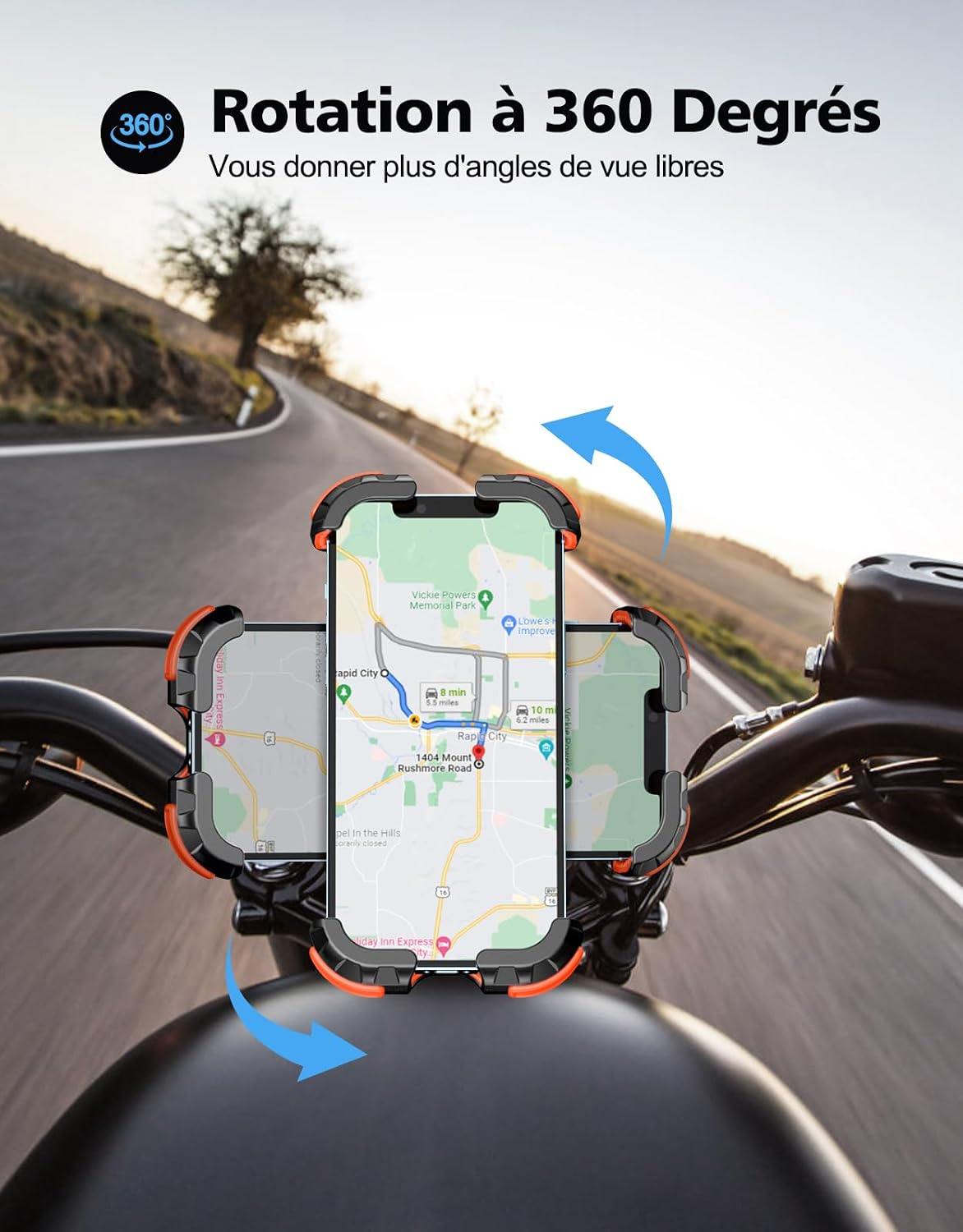 Thumbnail 3 de Glangeh Support Téléphone Velóire [Verrouillage Sécurisé] – Installation rapide et rotation à 360°