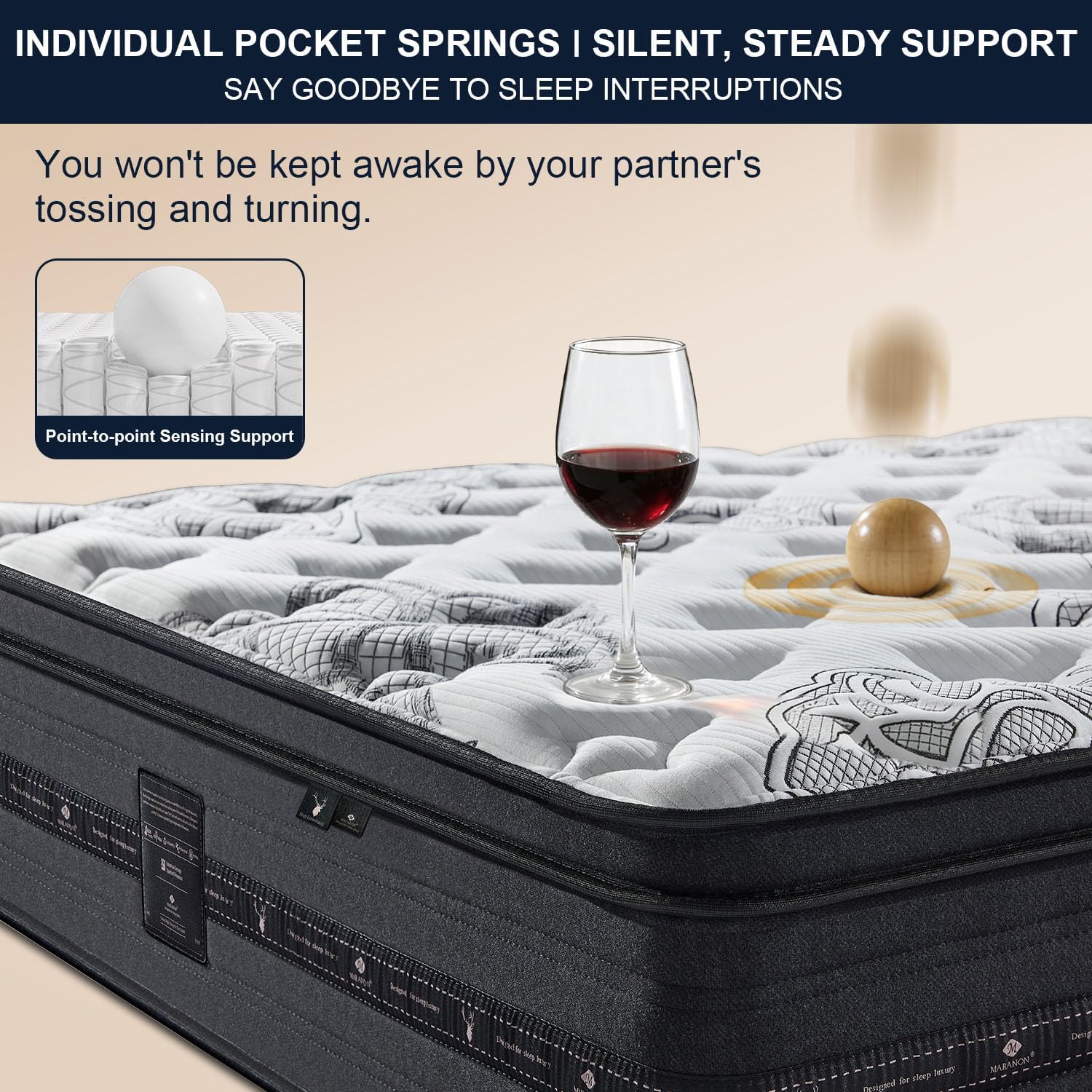 Detalle 1 de Maranon 14-Inch King Hybrid Mattress with Gel Memory Foam and Pocketed Coils
