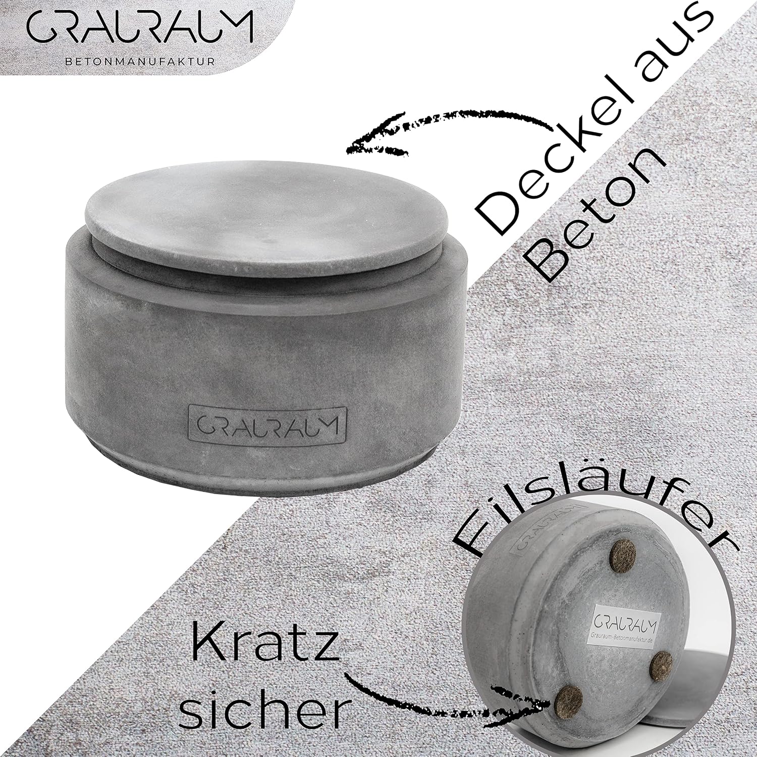 Thumbnail 2 de GRAURAUM Kerzenfresser mit Dauerdocht – Outdoor-Kerze 15 cm × 9 cm, Rapswachs, Deckel inklusive