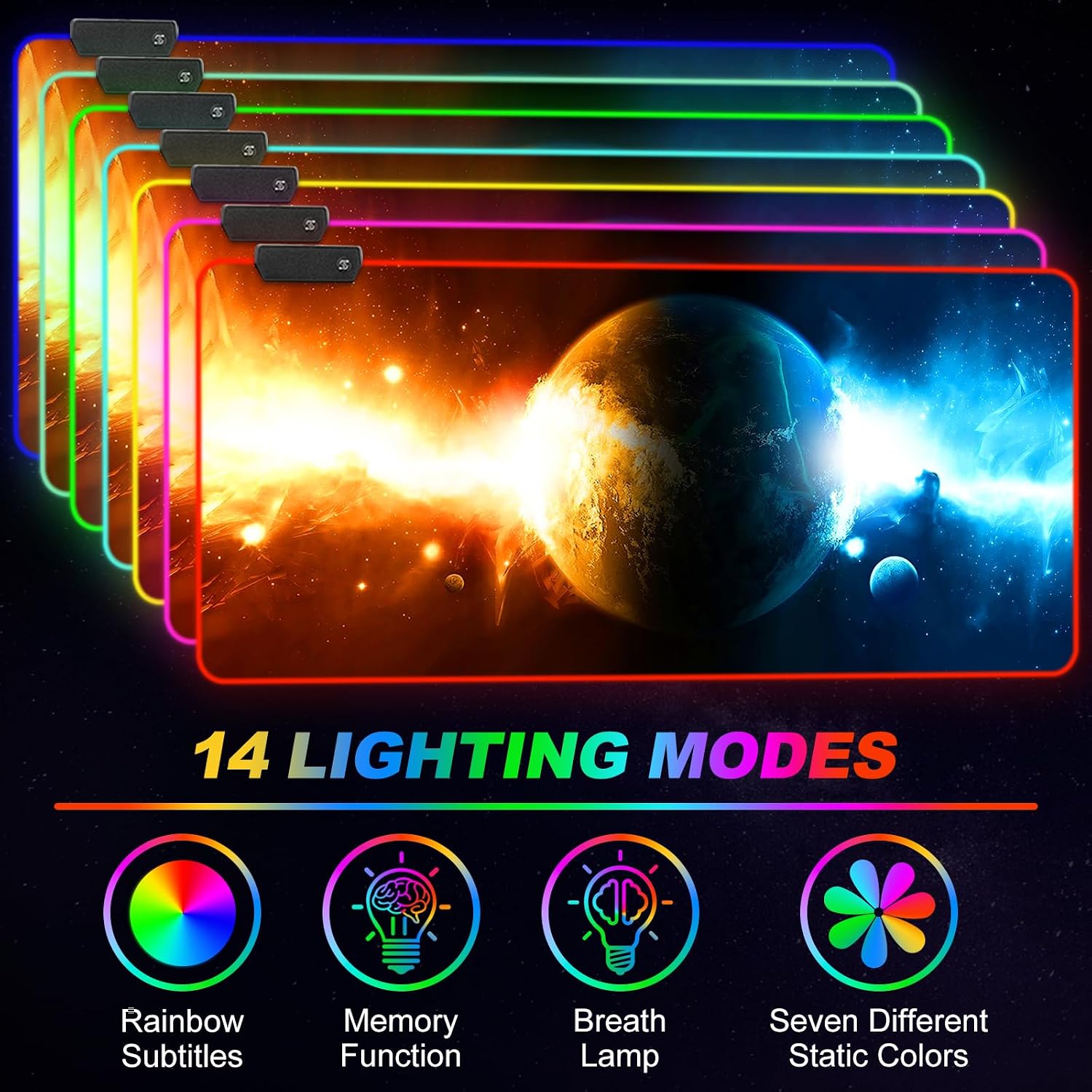 Detalle de ARTSO RGB Gaming Mouse Pad, XXL 35.4 x 15.7-Inch Extended Mat