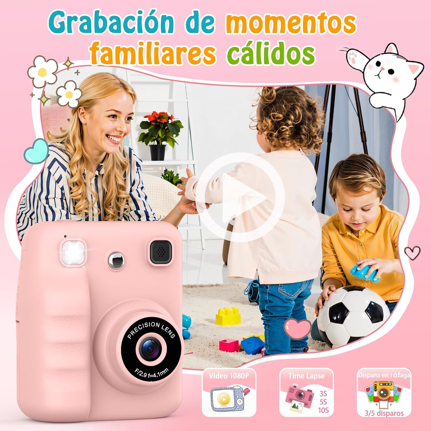 Detalle de Yidoroye Cámara de impresión instantánea infantil 5 en 1 con pantalla 2.4" HD (3 a 10/12 años)
