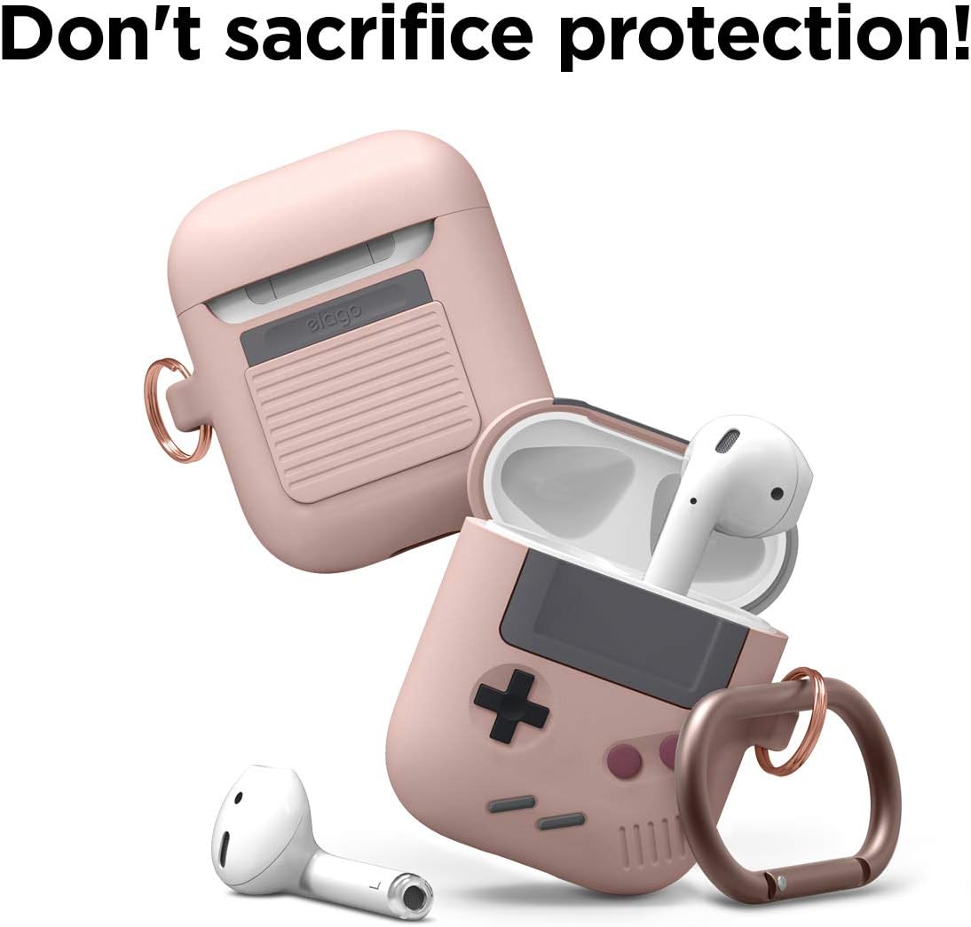 Detalle de elago Coque AW5 pour Apple AirPods 1 & 2 — étui silicone façon console de jeux avec mousqueton (Rose des Sables)