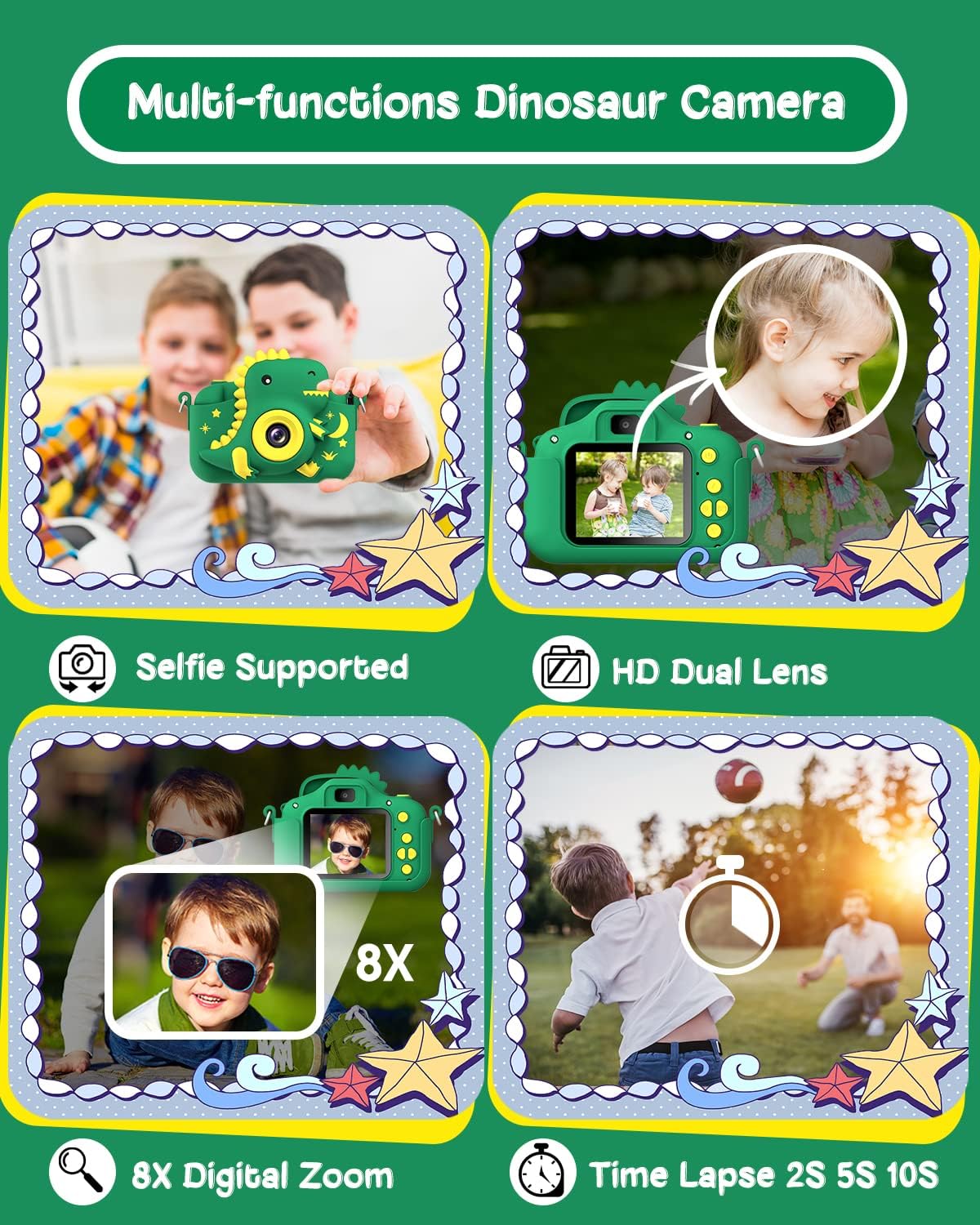 Thumbnail 2 de GREENKINDER Kids Camera 2.0” Dual Lens 20MP with 1080P Video, 32GB Card