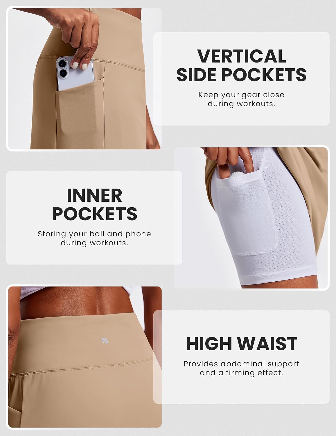 Thumbnail 3 de PINSPARK 19" Knee Length Skorts for Women with UPF 50+ – High-Waisted, 4 Pockets