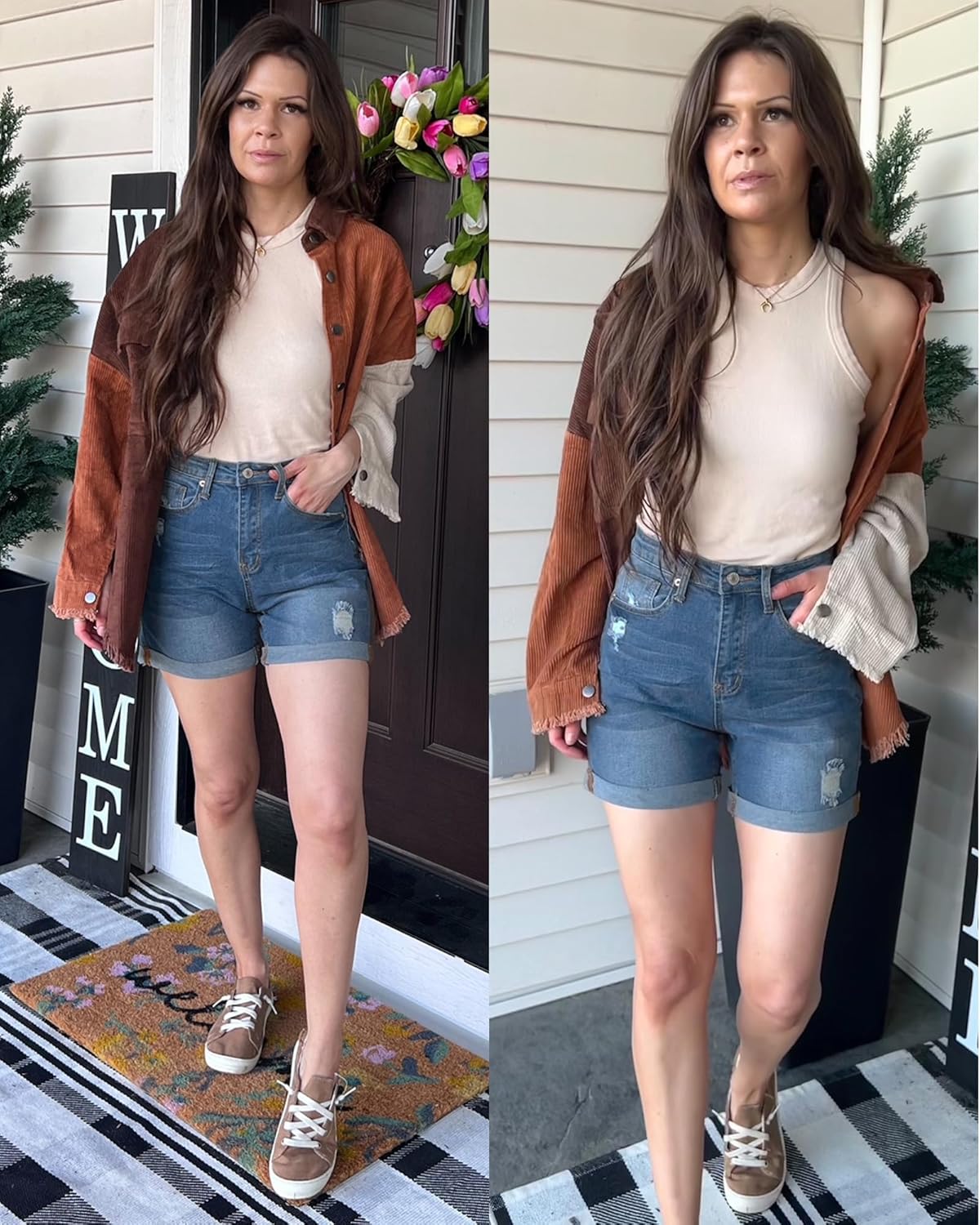 Thumbnail 5 de luvamia Women’s Casual Ripped Denim Shorts (High Rise, Distressed, Rolled Hem)