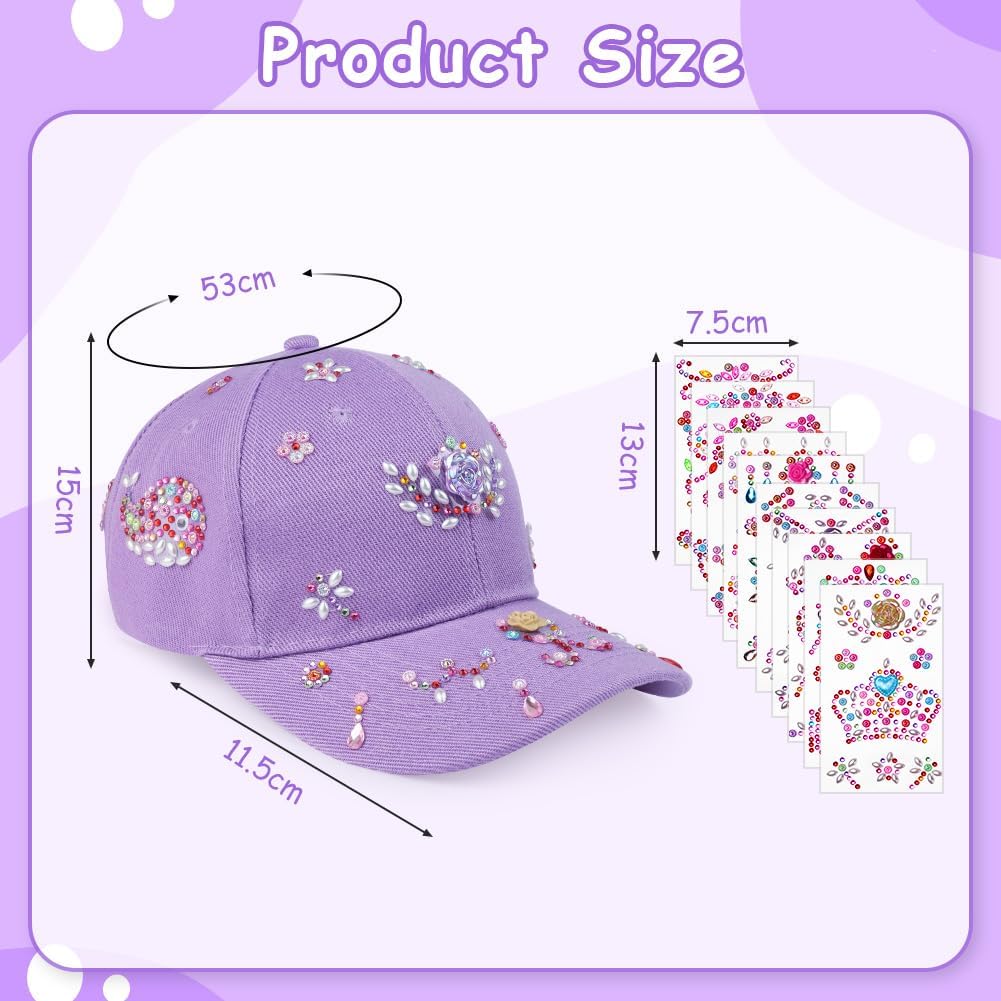 Detalle 2 de Aomig Cappello Baseball Bambino con Adesivi Strass: Protezione UV e Creatività per i più piccoli