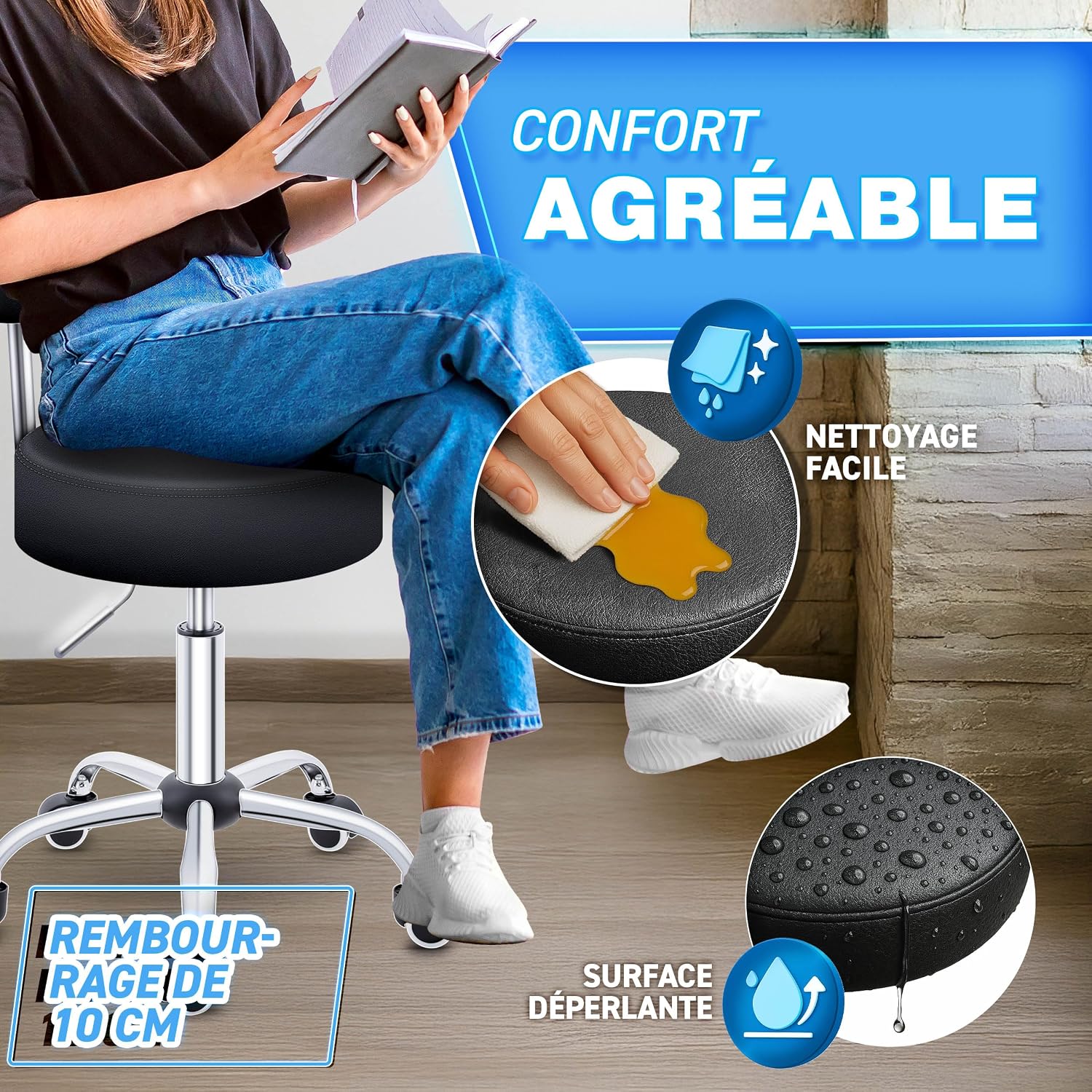 Detalle 2 de TRESKO Tabouret de travail 47–60 cm
