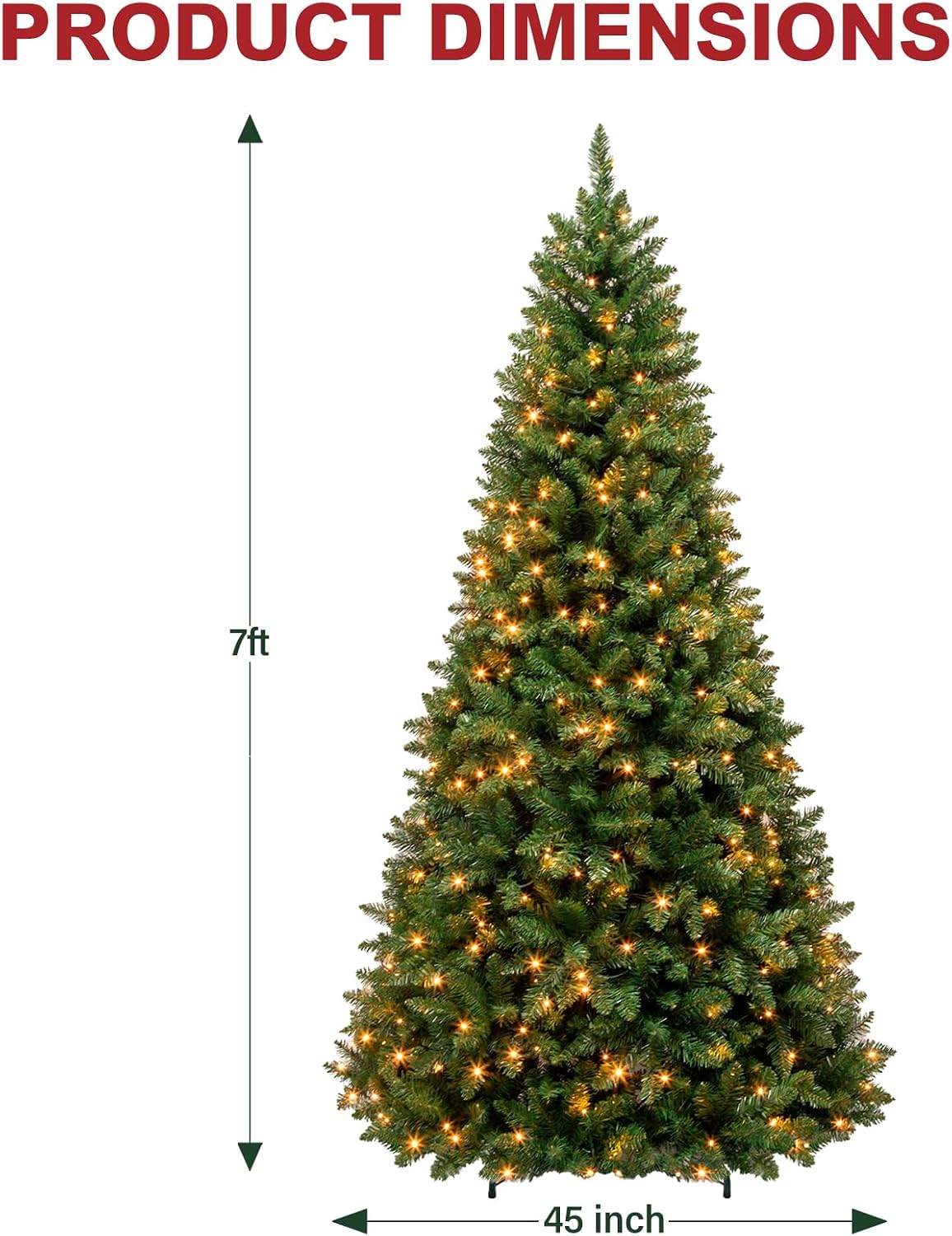 Detalle de Hykolity JY-LV250-S 7 ft Prelit Christmas Tree, 300 Warm White LEDs